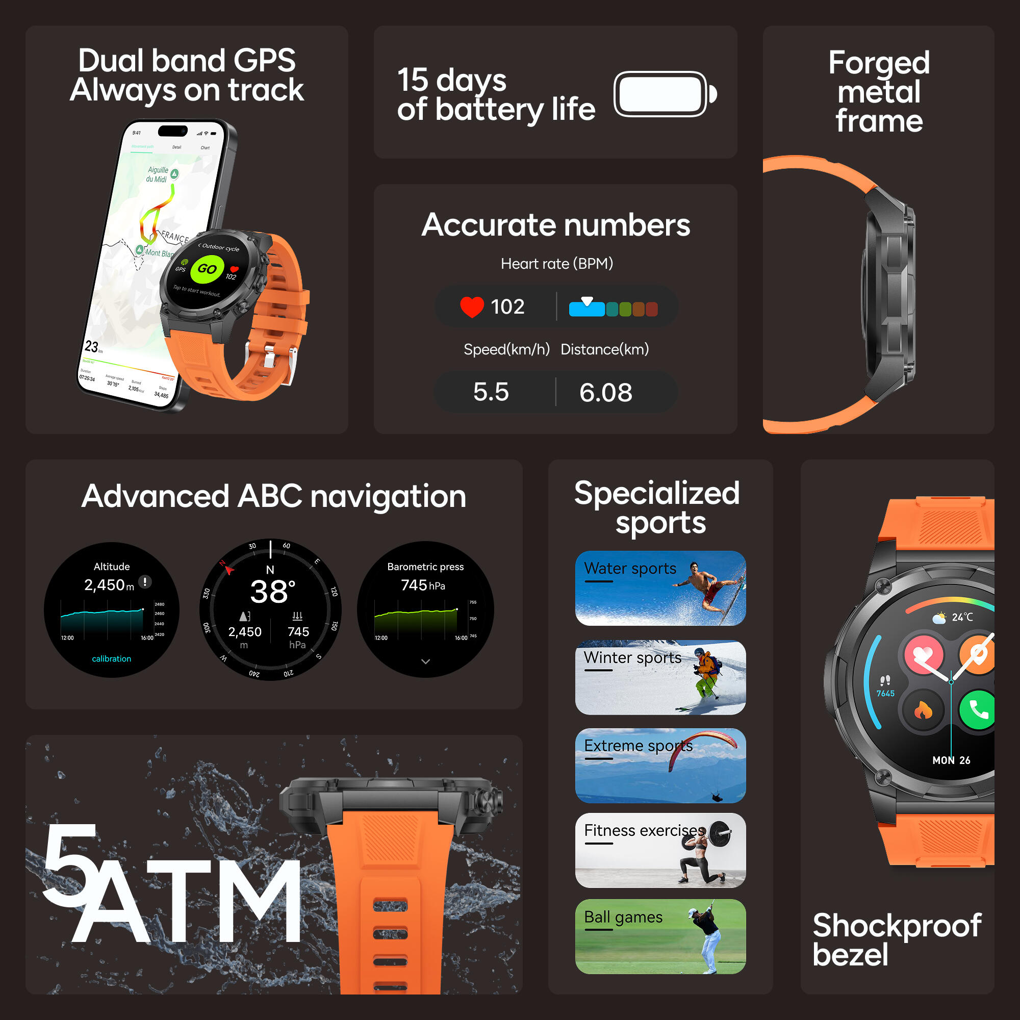 KSIX Explorer 2 Go Smartwatch met dual-band GPS 2/7