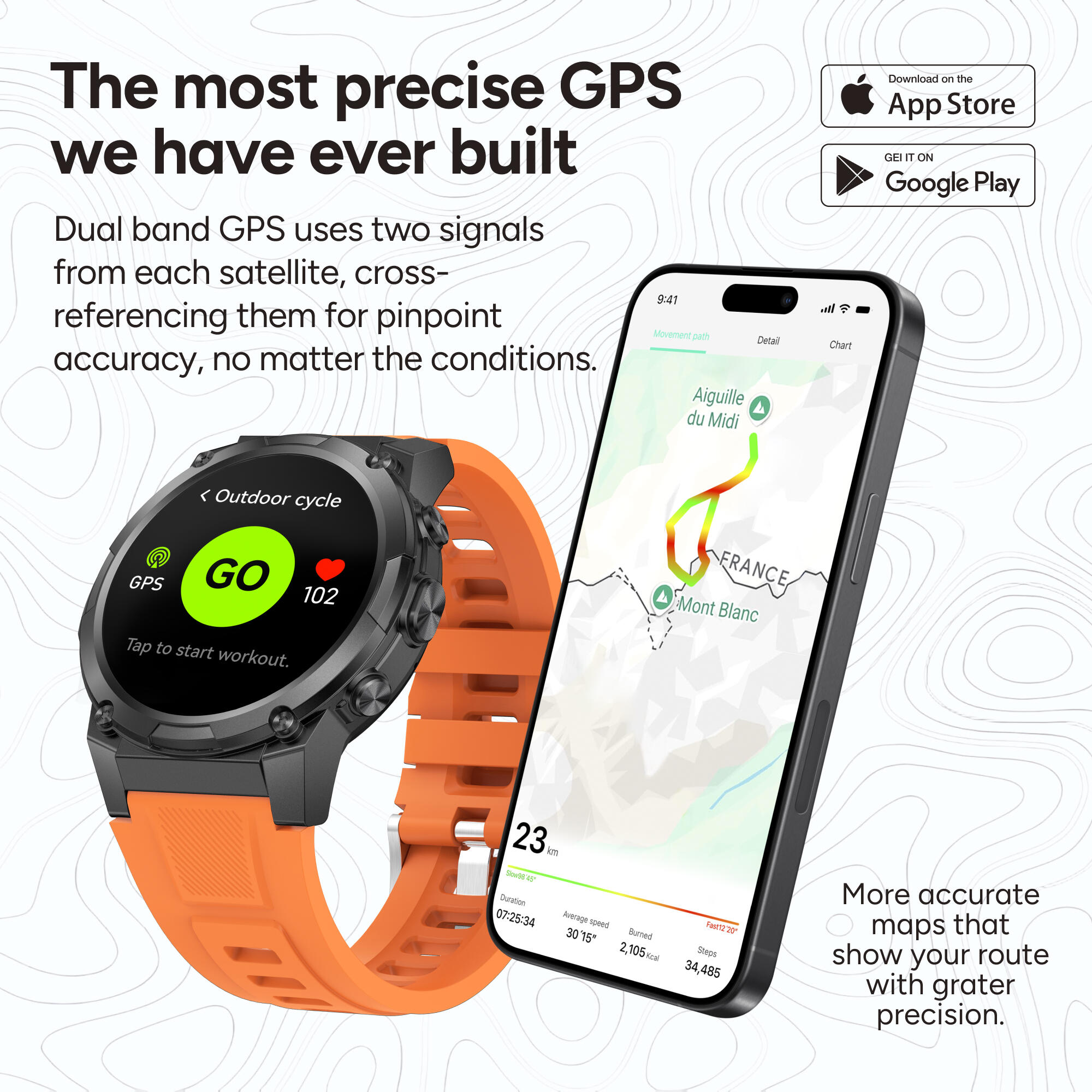 KSIX Explorer 2 Go Smartwatch met dual-band GPS 4/7