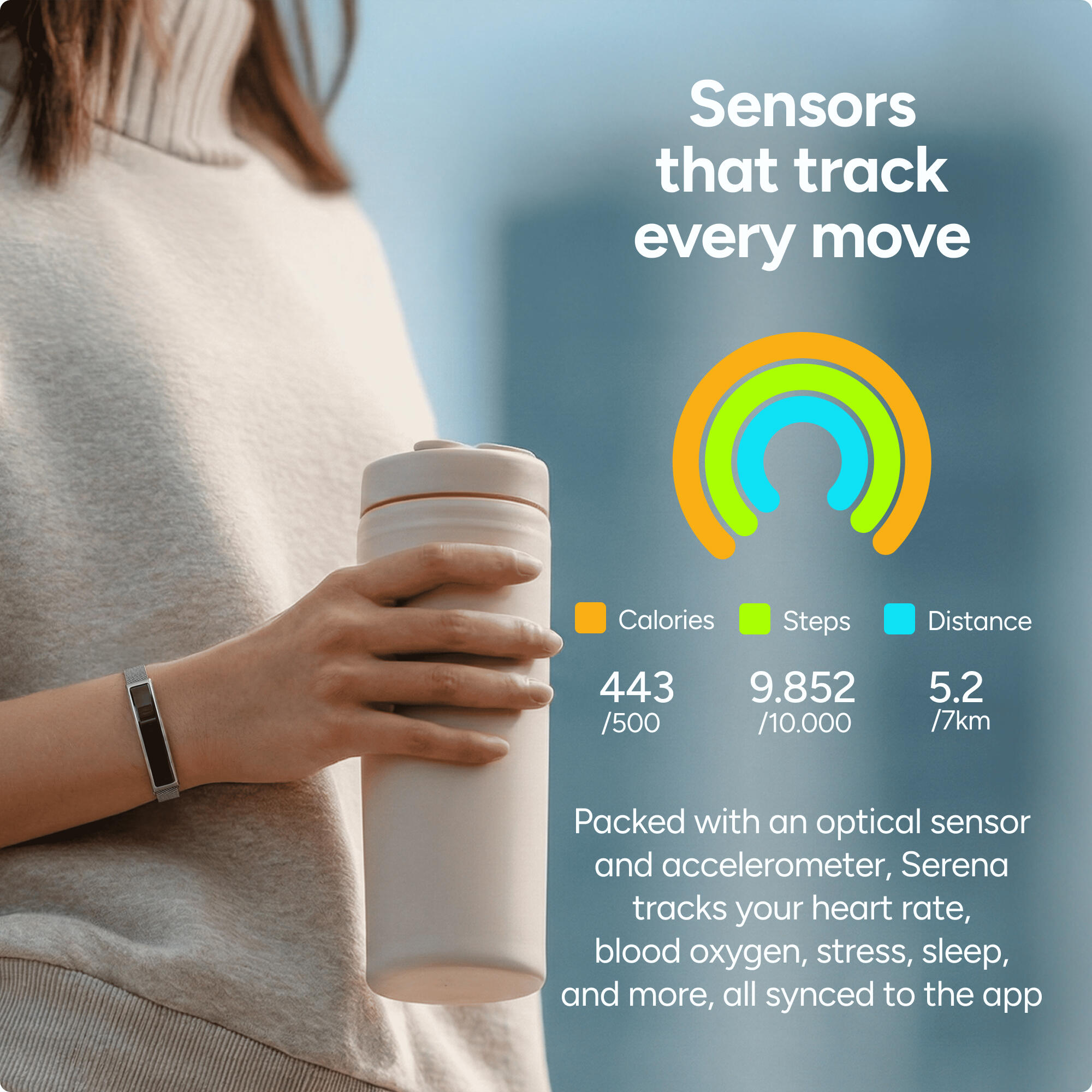 KSIX Serena Go Ultralight Smartband met display 6/7