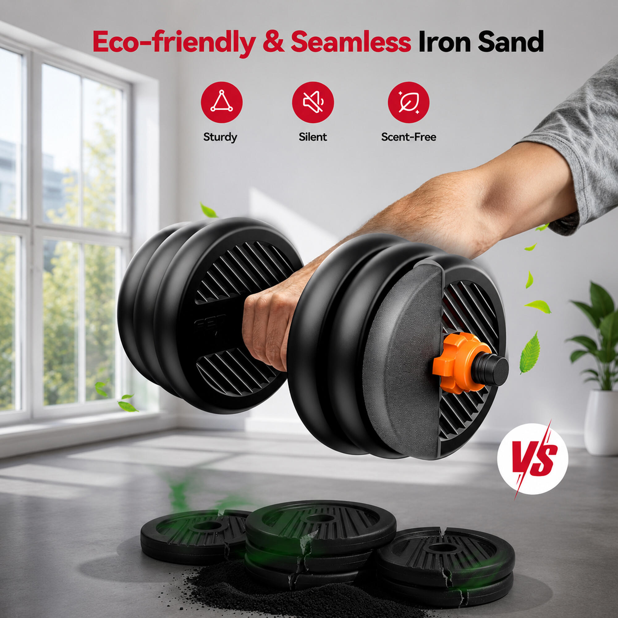 40 kg FED connected weight kit: dumbbells + barbell + kettlebell + sensor 6/8