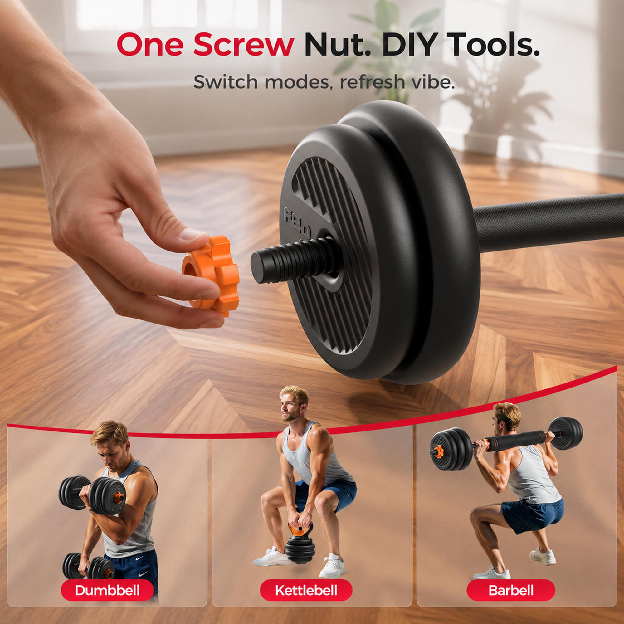 35 kg FED gewichtenset: dumbbells + halterstang + slimme sensor 5/8