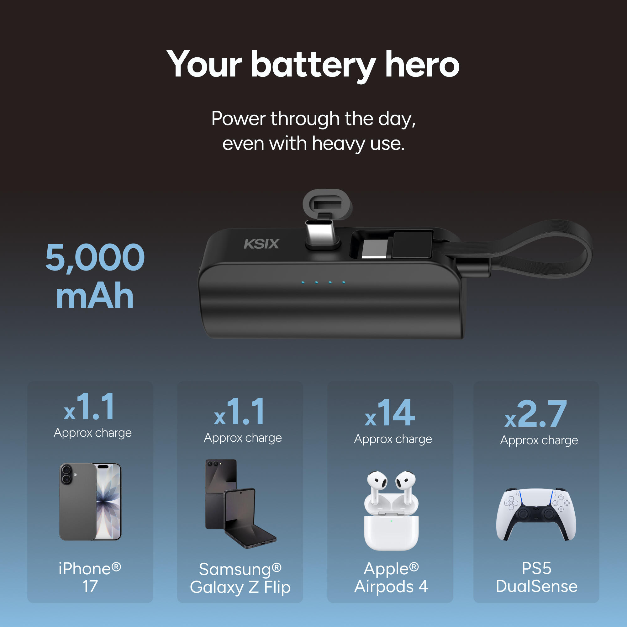 KSIX 5000mAh draagbare powerbank 3/7