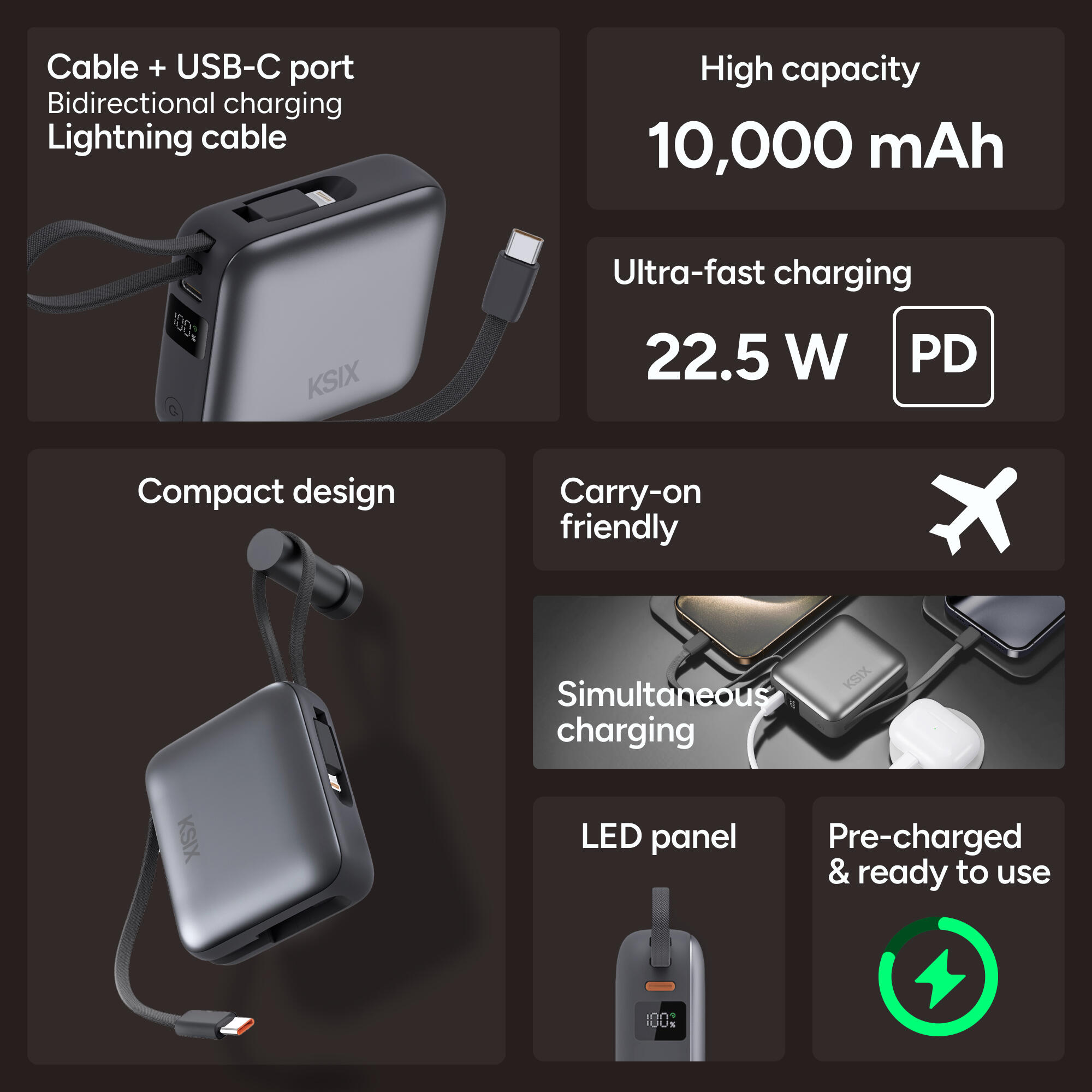 KSIX 10.000 mAh Powerbank 2/7