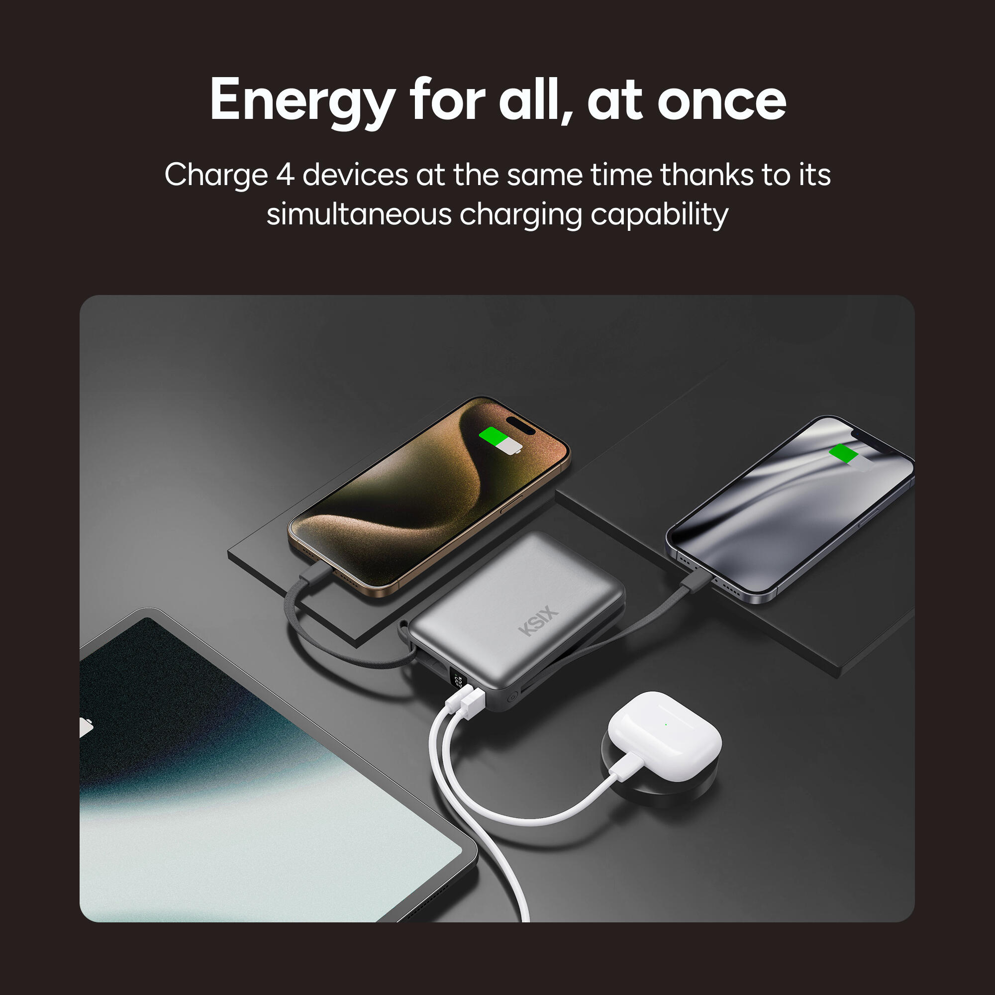 Batterie externe KSIX 20 000 mAh Power Delivery 22,5 W 6/7