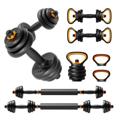 V2 20 kg fed gewichtset: halters + barbell + kettlebell