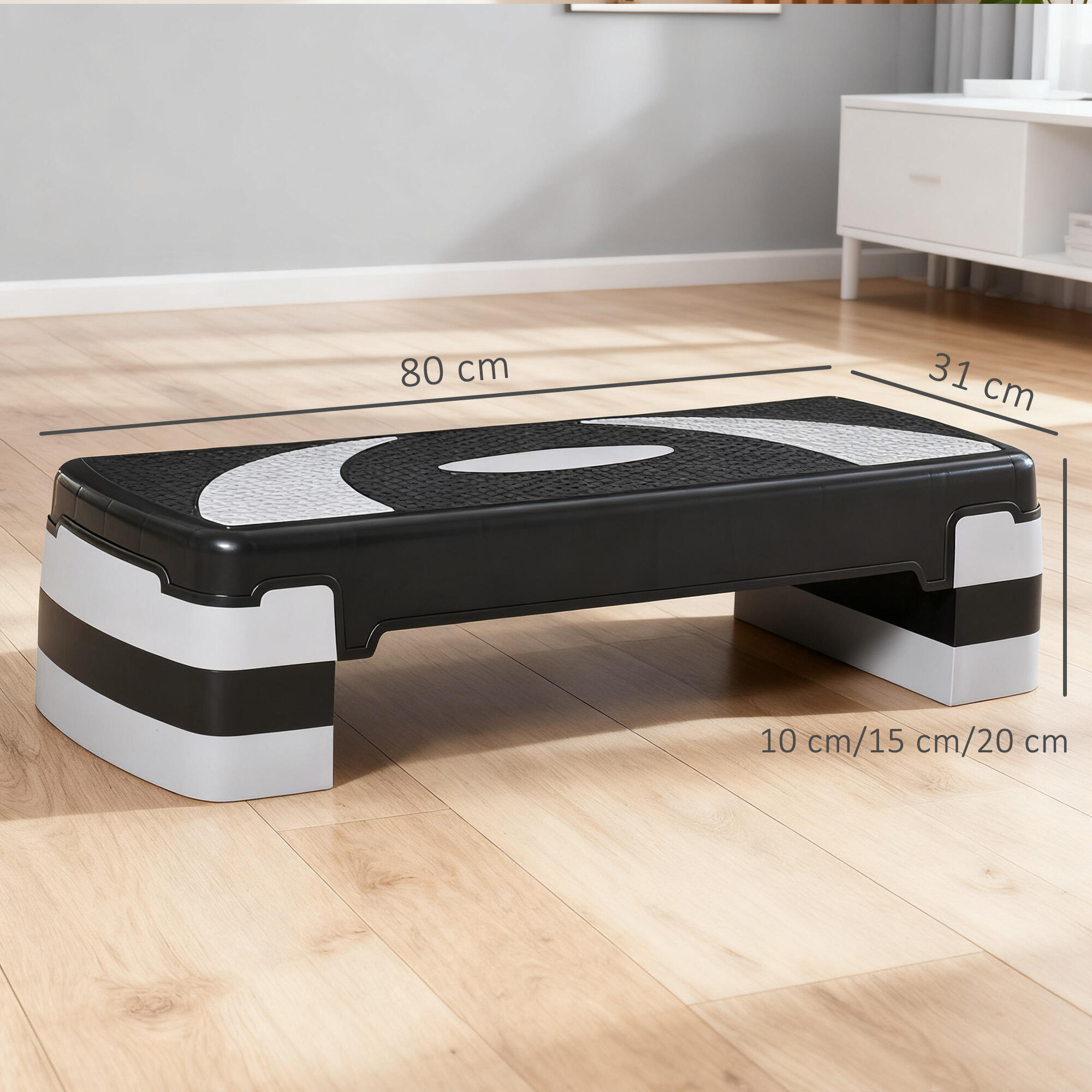 Step para Exercício 80x31x10-20cm Preto e cinza HOMCOM 3/7