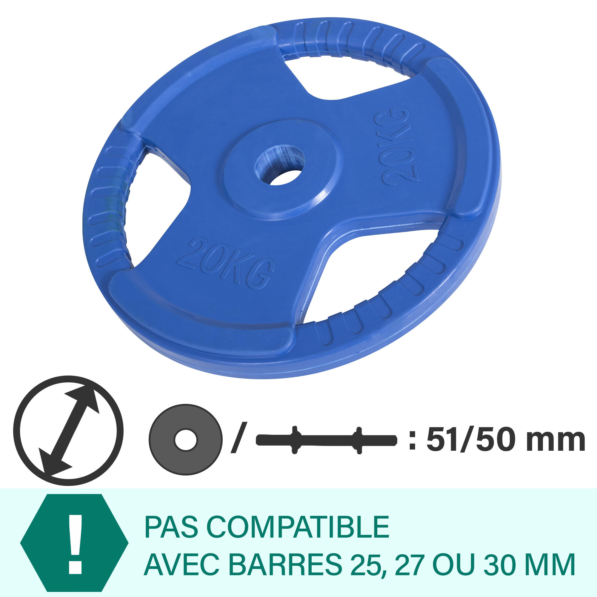 Halterschijf - 20 kg - Gripper Gietijzer rubber coating - 50 mm 2/7