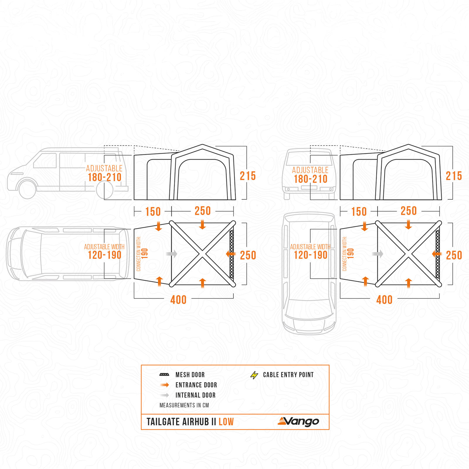Auvent de bus, tente arrière, hayon, AirHub II, camping-car gonflable bas 2/7