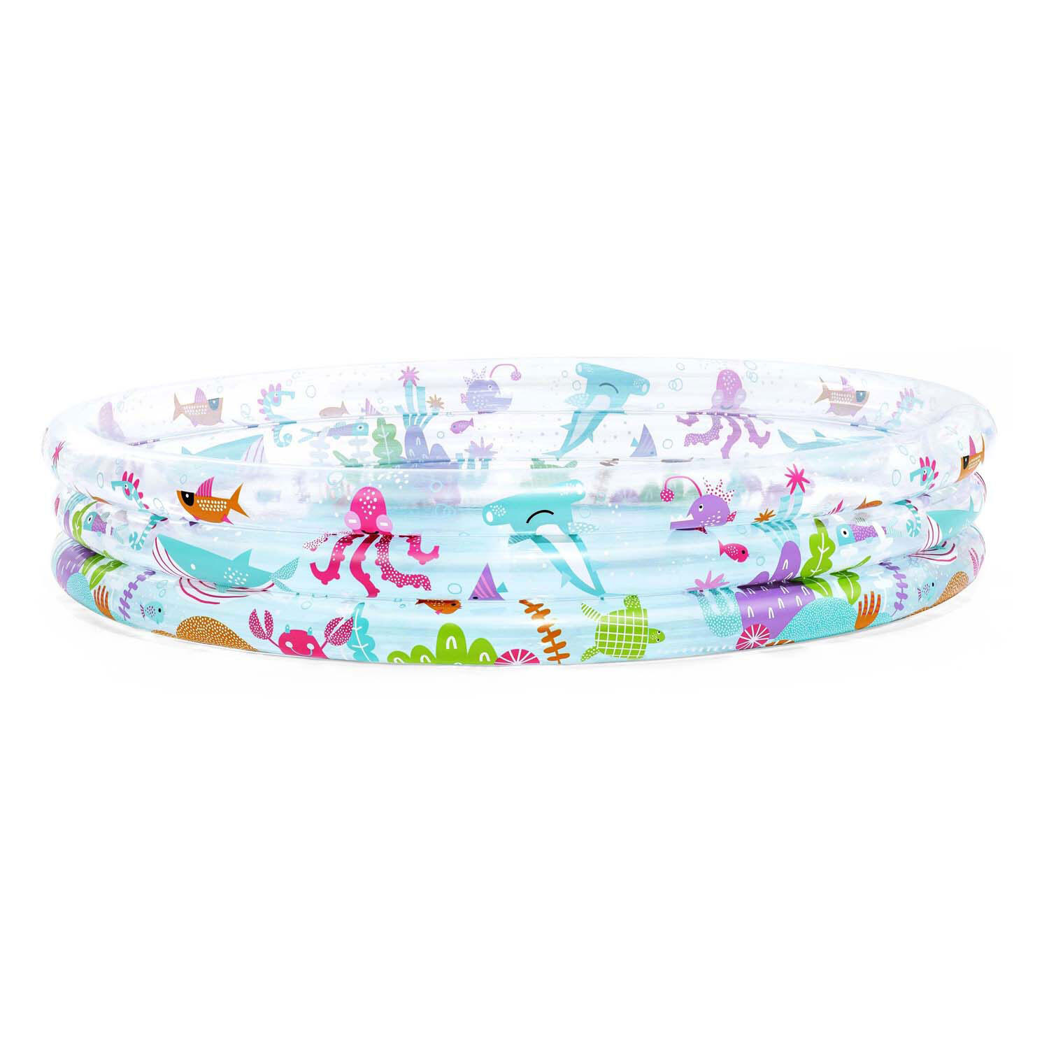 Piscina hinchable infantil Bestway 3 aros vida marina 3/4
