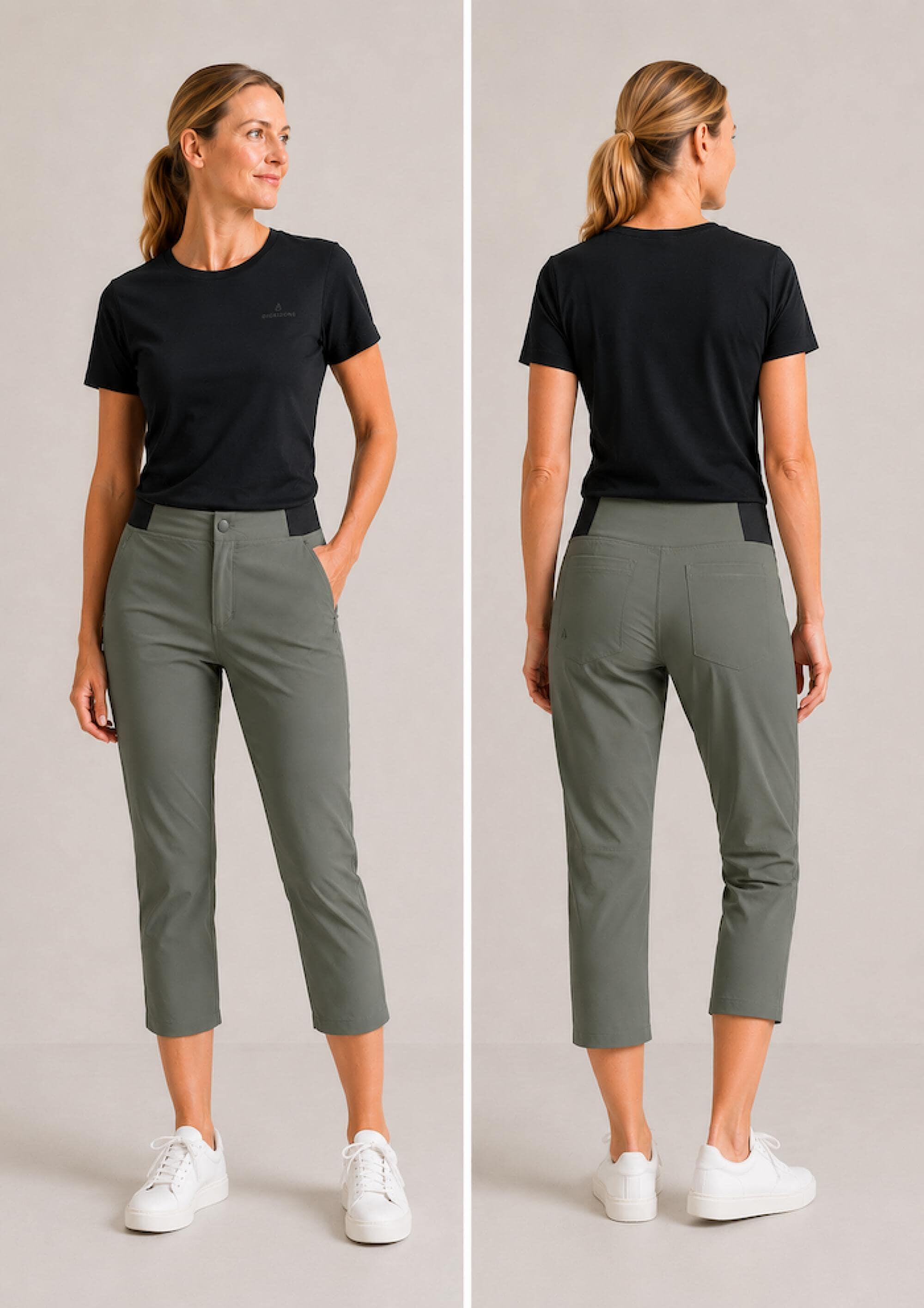 Damen 7/8 Wanderhose recycelt, elastisch, sportlich Grün 5/5