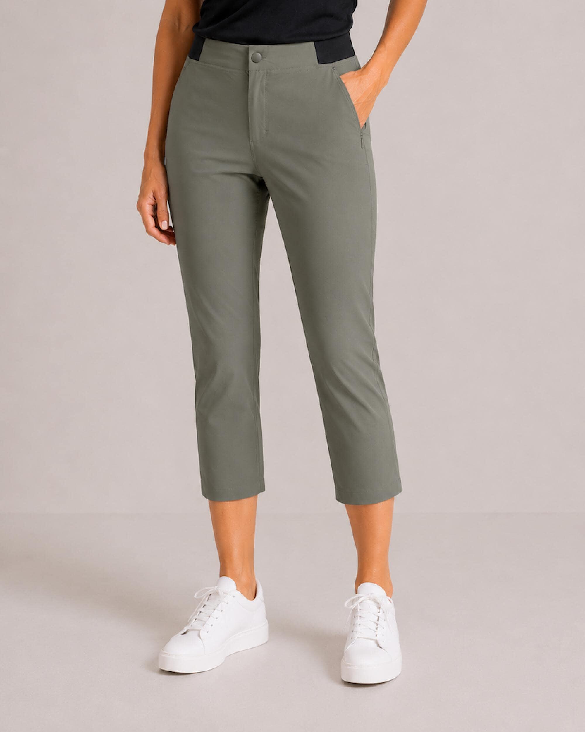 Damen 7/8 Wanderhose recycelt, elastisch, sportlich Grün 4/5
