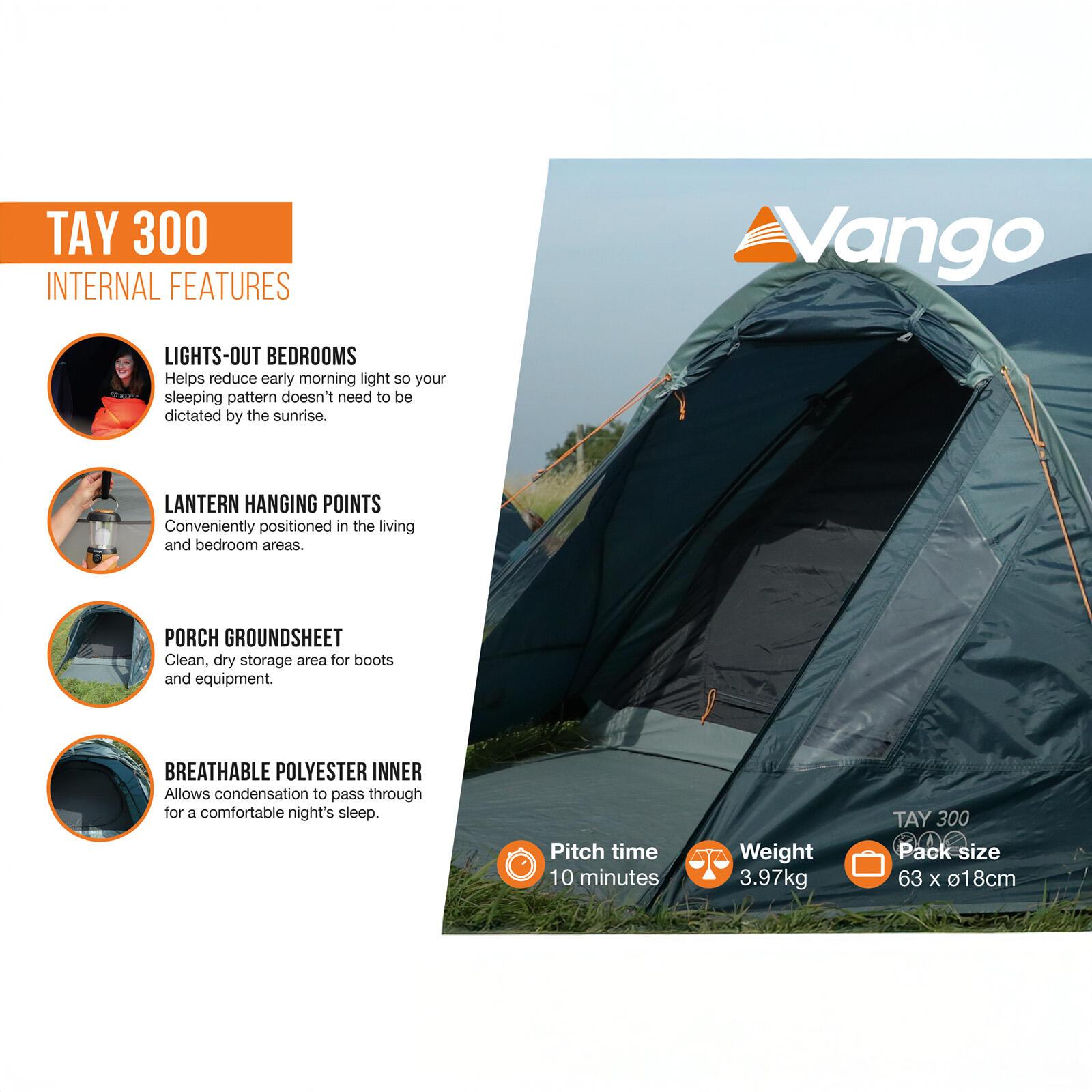 Namiot 3 osobowy Vango Tay 300 Peridot Green 5/7