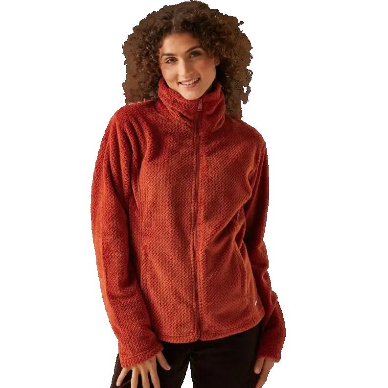 Polaire longue zippée pour femmes Ocre rouge 3/6