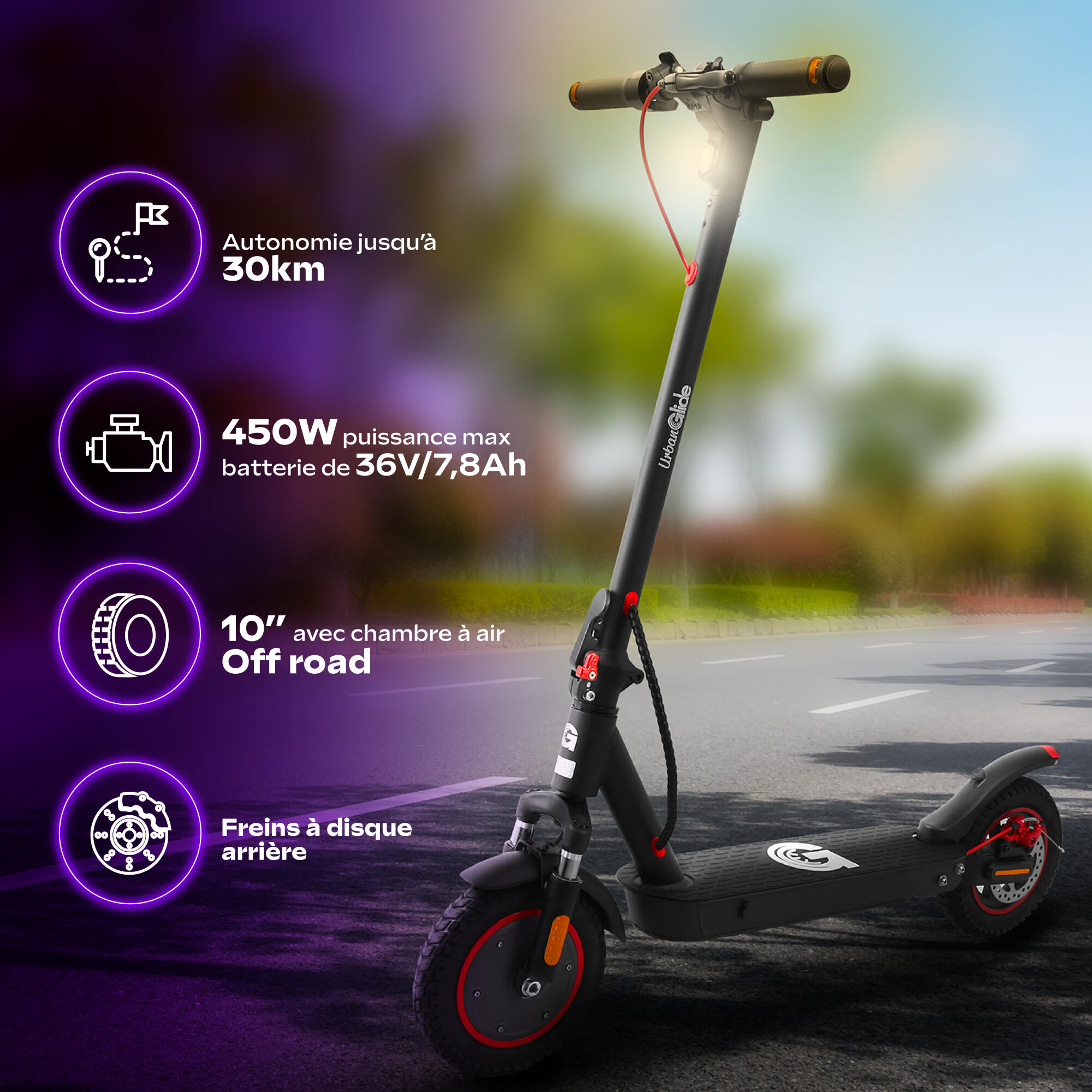 UrbanGlide 100 PRO 2 Elektrische Scooter  350W 10, 30 km, opvouwbaar en comforta 2/7