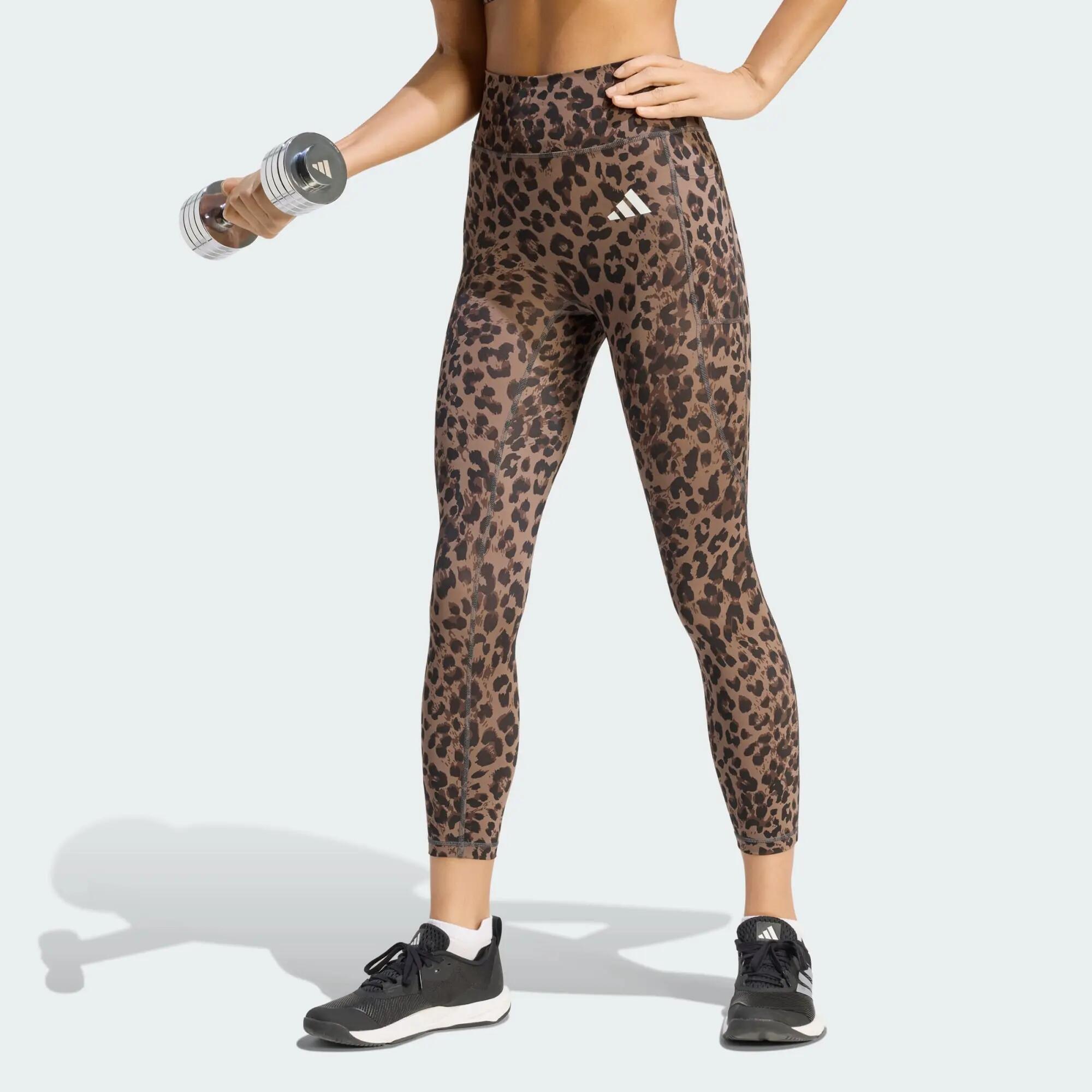 Legging 7/8 léopard 3 bandes Optime Essentials 2/5