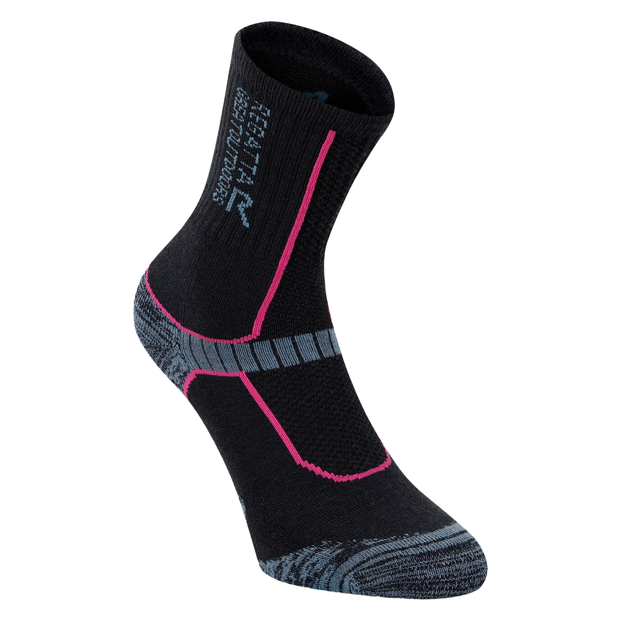 Chaussettes De Randonnée Femme (Gris Phoque / Bleu Orage) 3/4