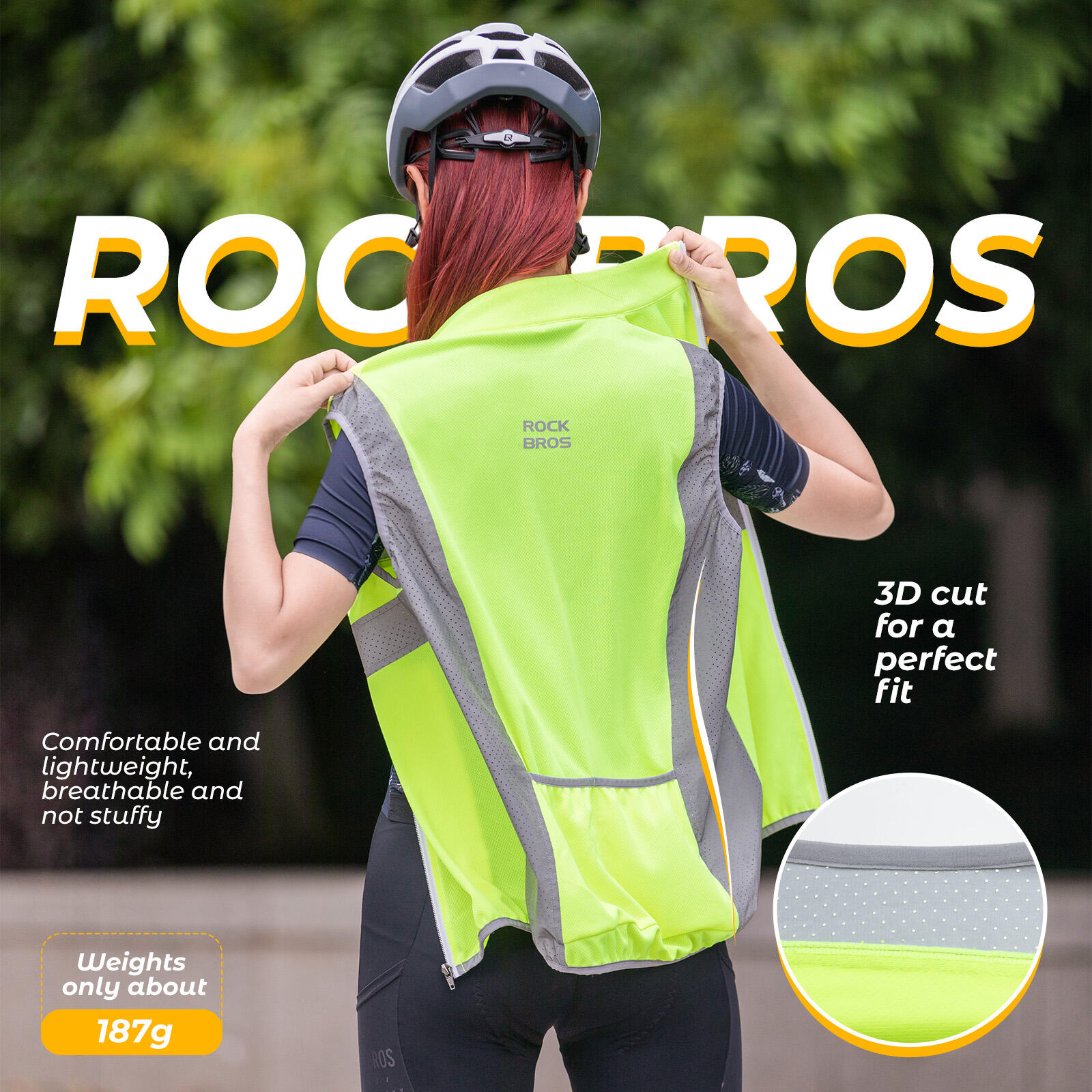 ROCKBROS Reflektierende Winddichte  Lauf- & Fahrradweste 3/6