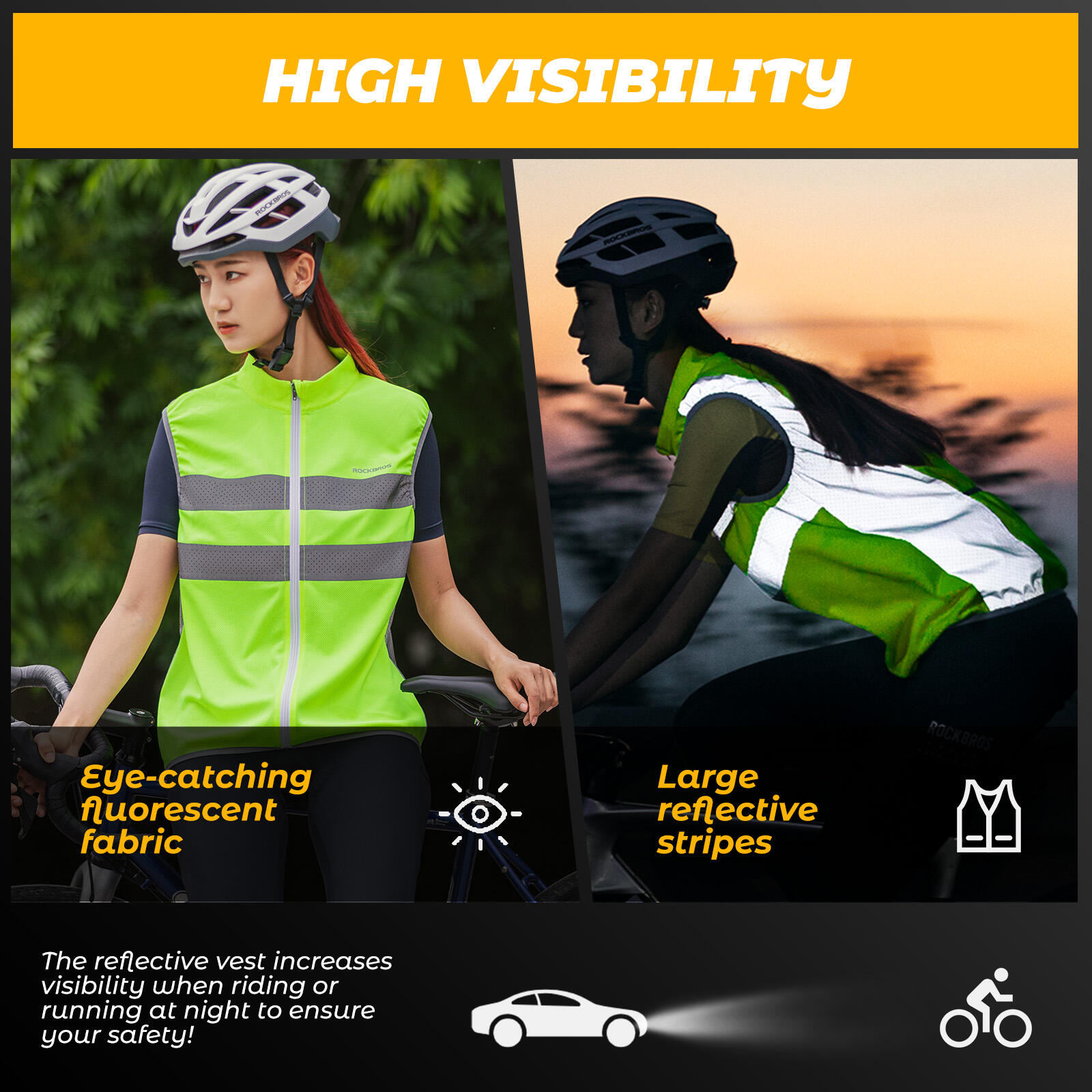 ROCKBROS Reflektierende Winddichte  Lauf- & Fahrradweste 2/6