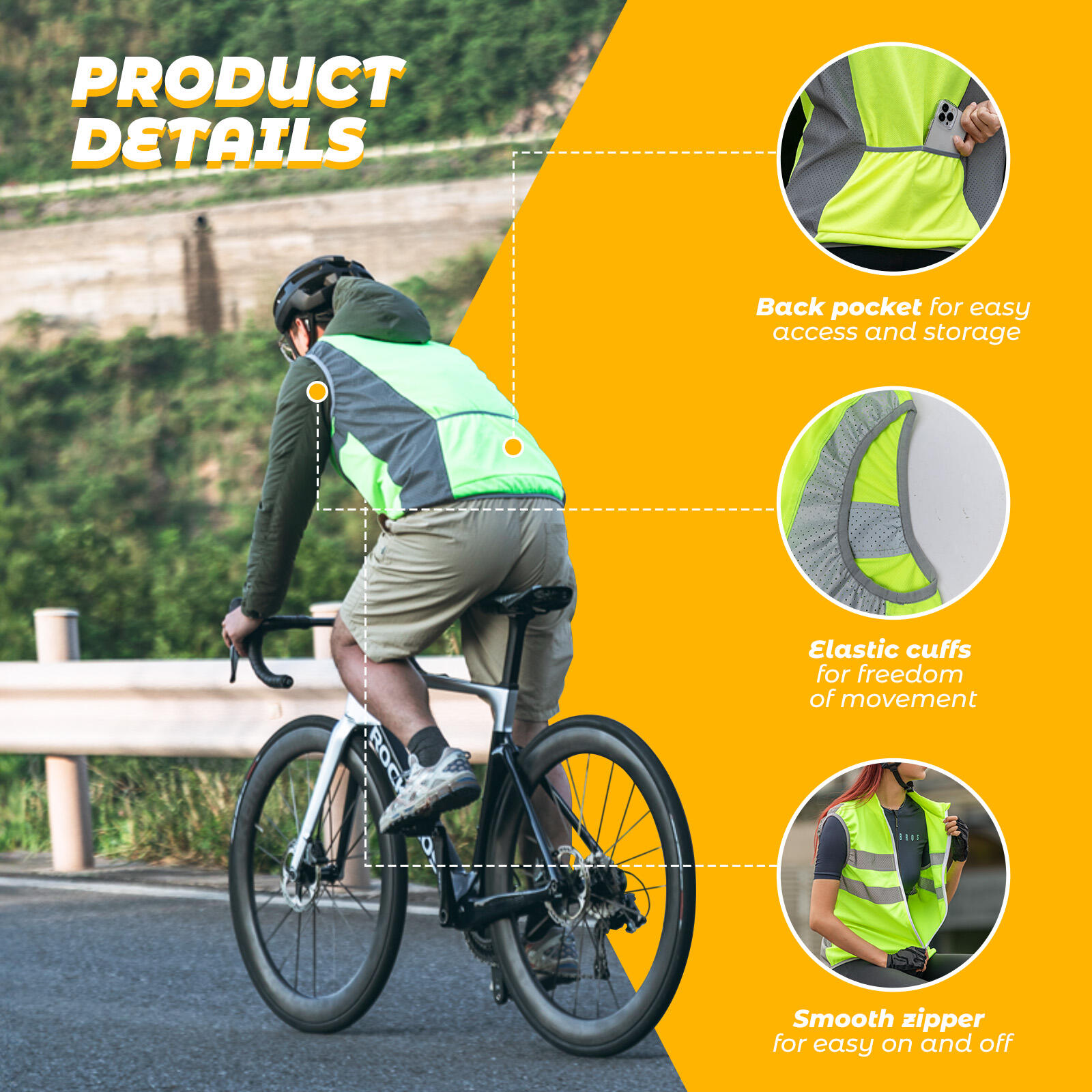ROCKBROS Reflektierende Winddichte  Lauf- & Fahrradweste 4/6