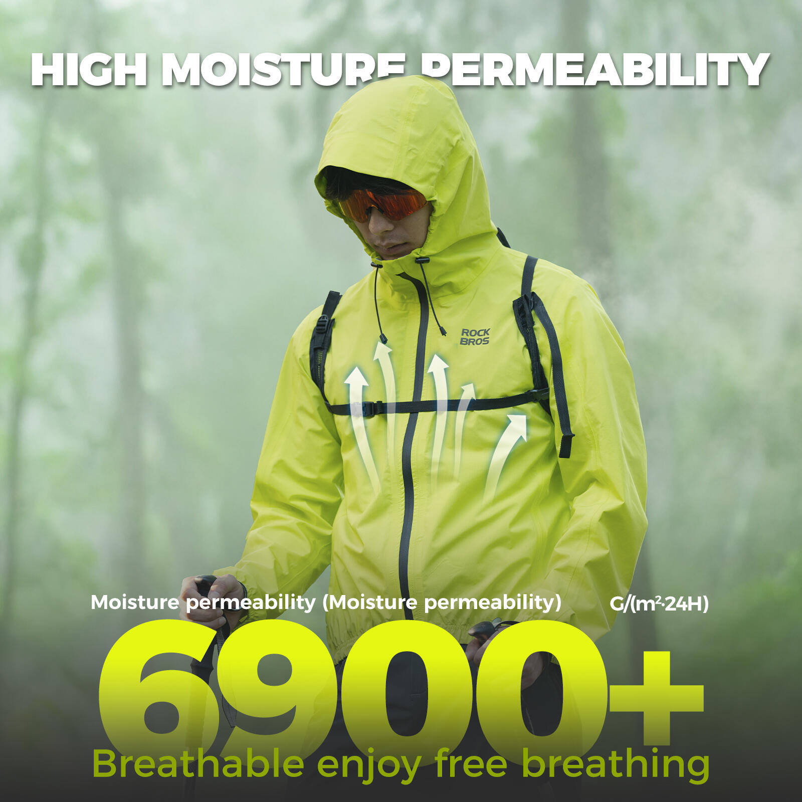 ROCKBROS Regenjacke Wasserdicht  Fahrrad Regenmantel 3/7