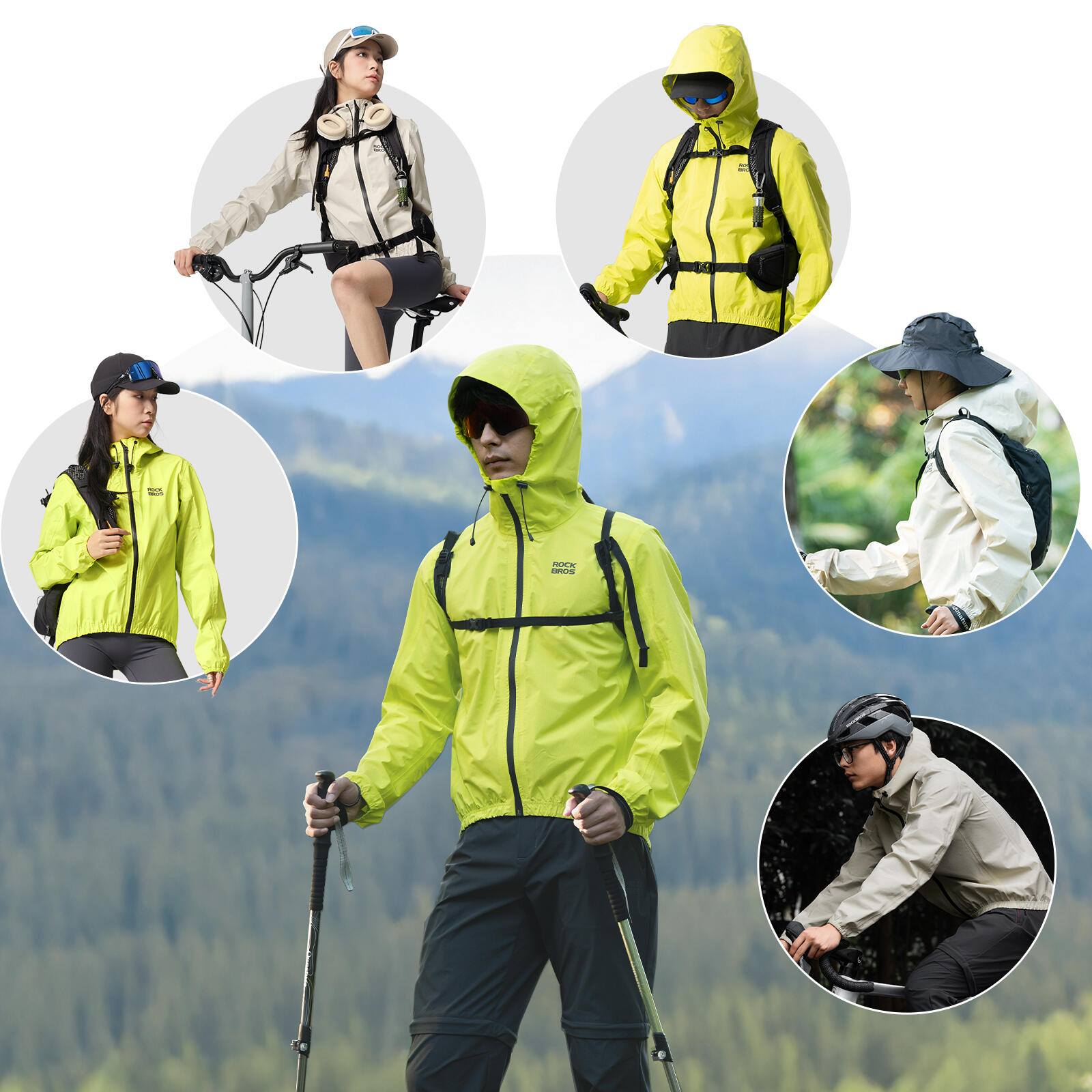 ROCKBROS Regenjacke Wasserdicht  Fahrrad Regenmantel 6/7