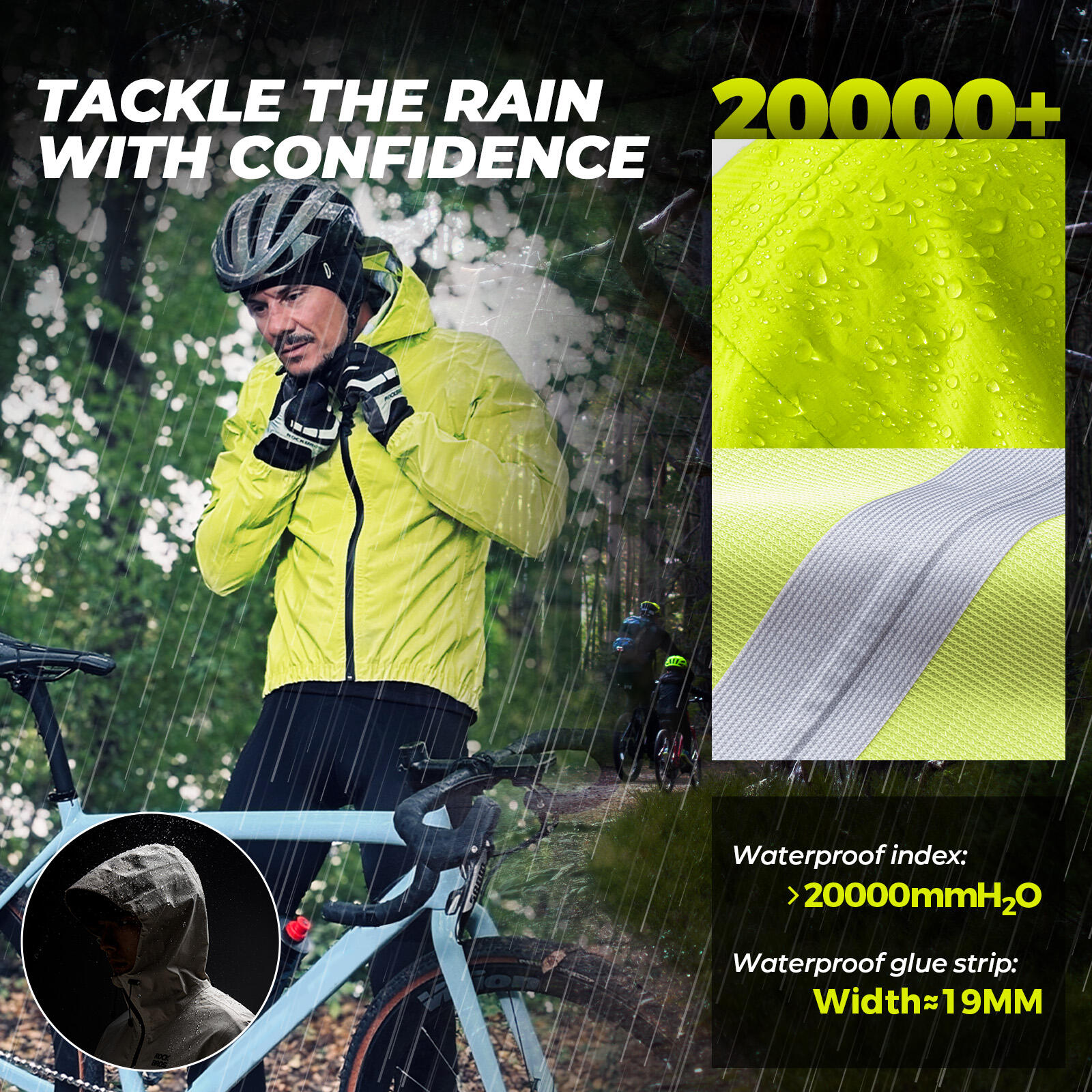 ROCKBROS Regenjacke Wasserdicht  Fahrrad Regenmantel 2/7
