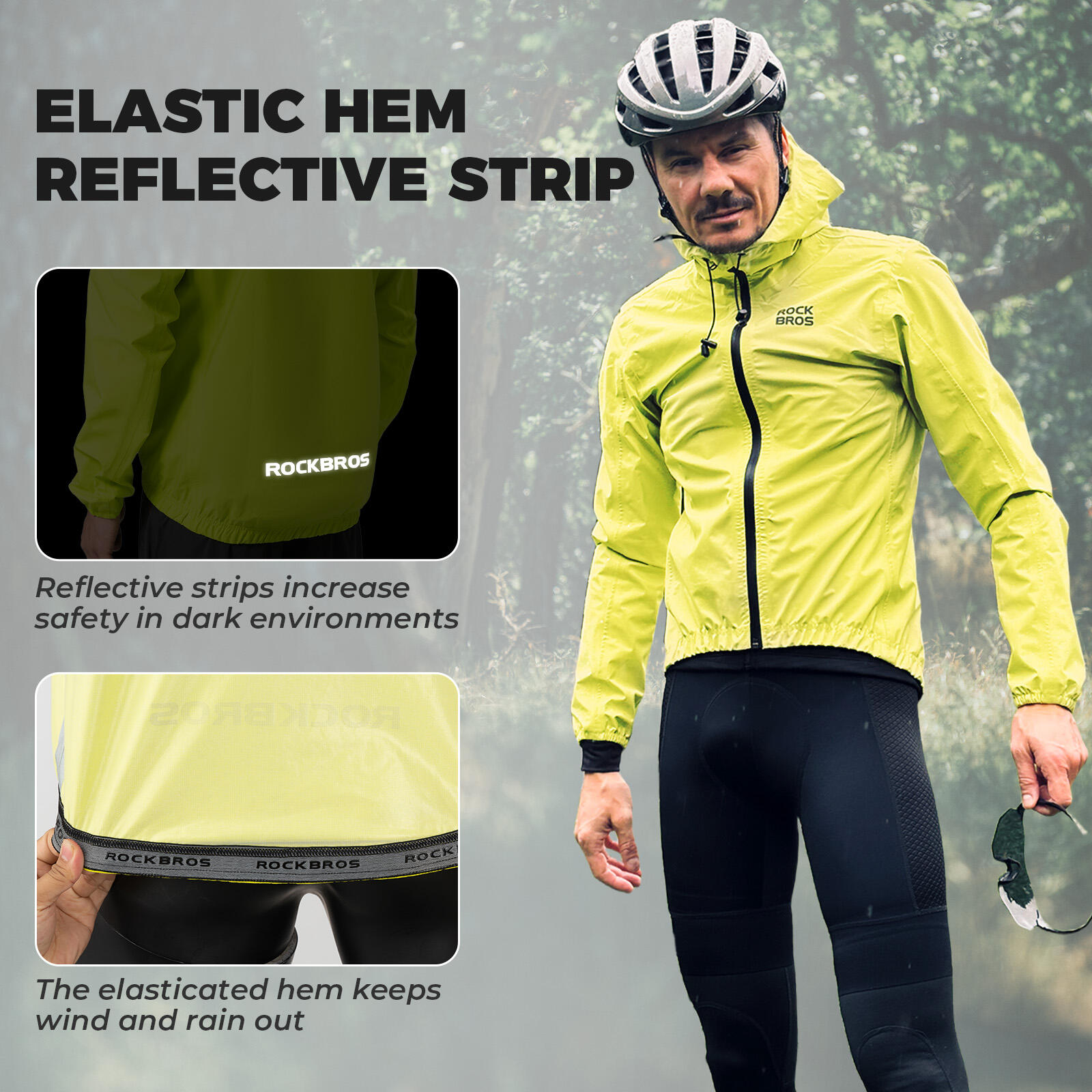 ROCKBROS Regenjacke Wasserdicht  Fahrrad Regenmantel 5/7