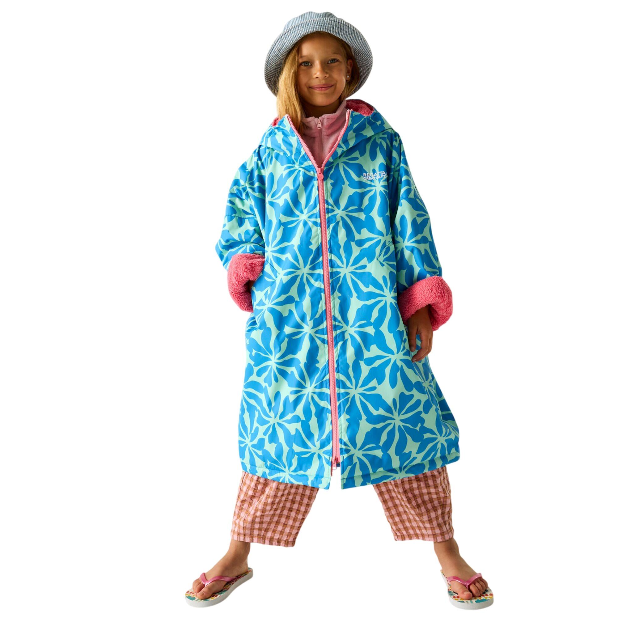 Peignoir À Langer Imperméable Motif/style Floral Enfant (Bleu / Rose Limonade) 4/5