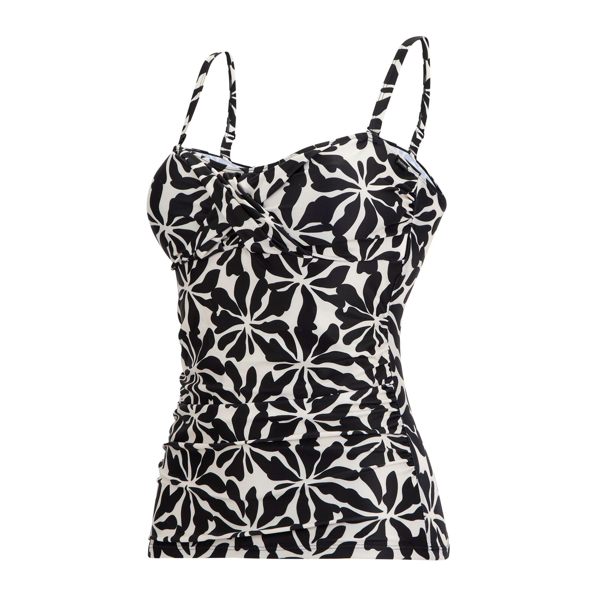 Haut De Tankini Motif/style Floral Abstrait ACEANA Femme (Blanc / Noir) 3/5