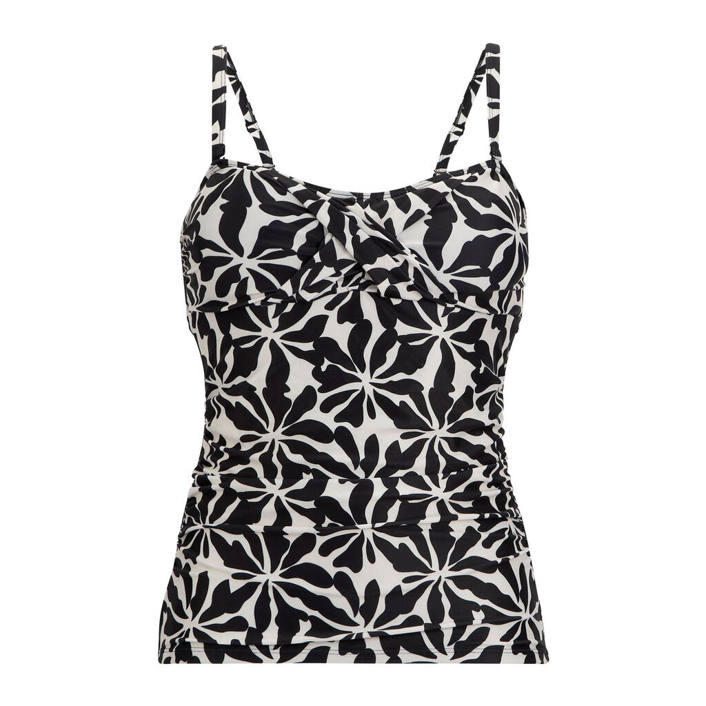 Womens/Ladies Aceana III Abstract Floral Tankini Top (White/Black)