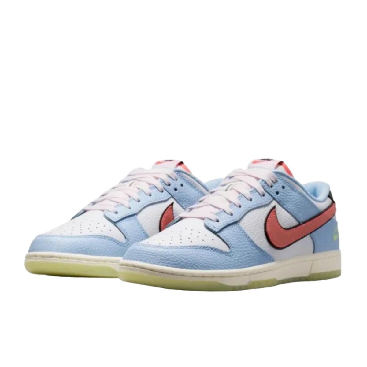 Schuhe  Dunk Low Smiley Swoosh White Hydrogen Blue Crimson 2/3