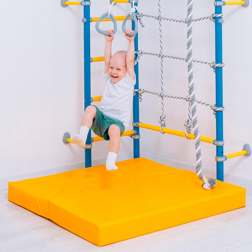 Matelas de gymnastique 100x100x10 deux pièces jaune 3/5