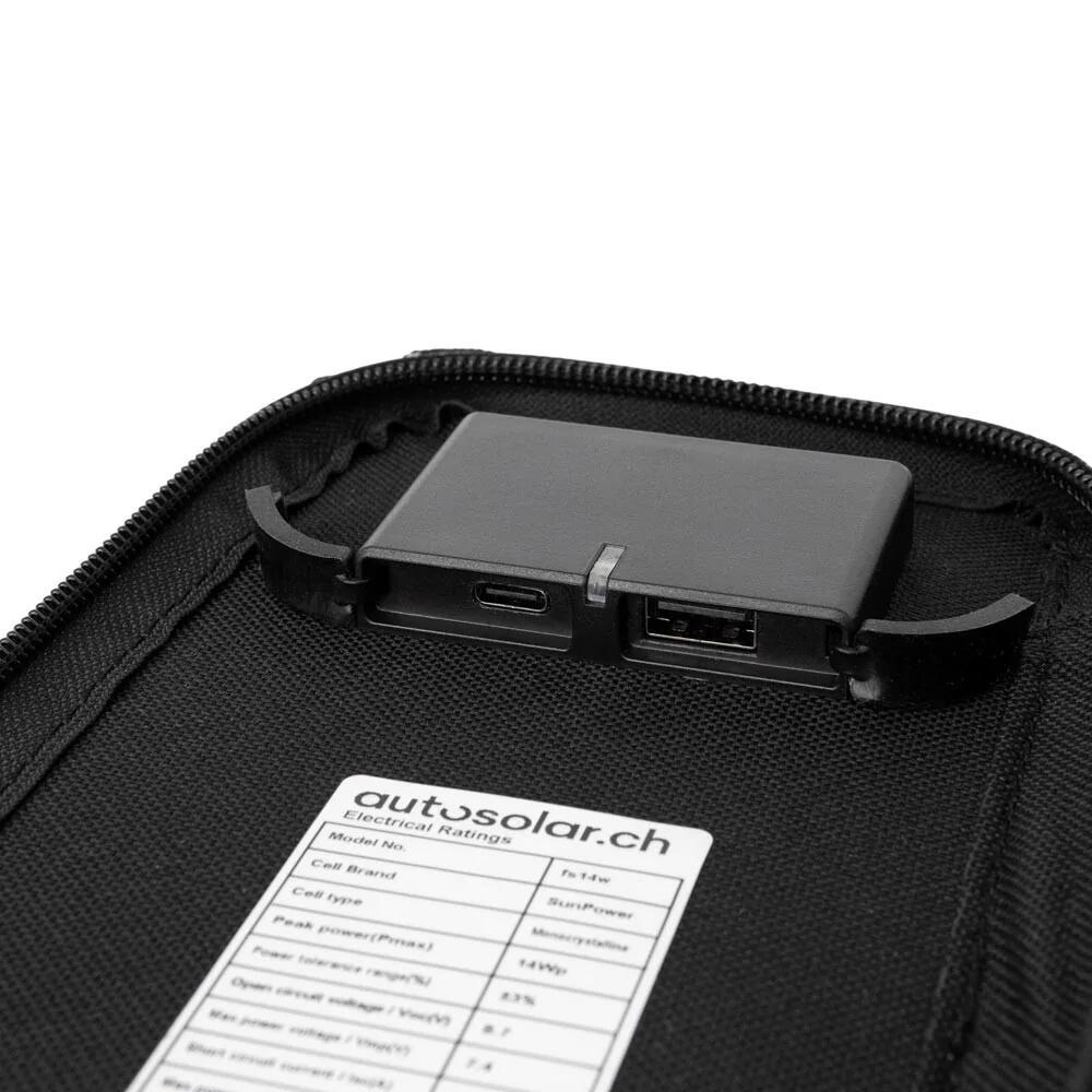 Pannello solare pieghevole da 14 Watt con porta USB, portatile 3/4