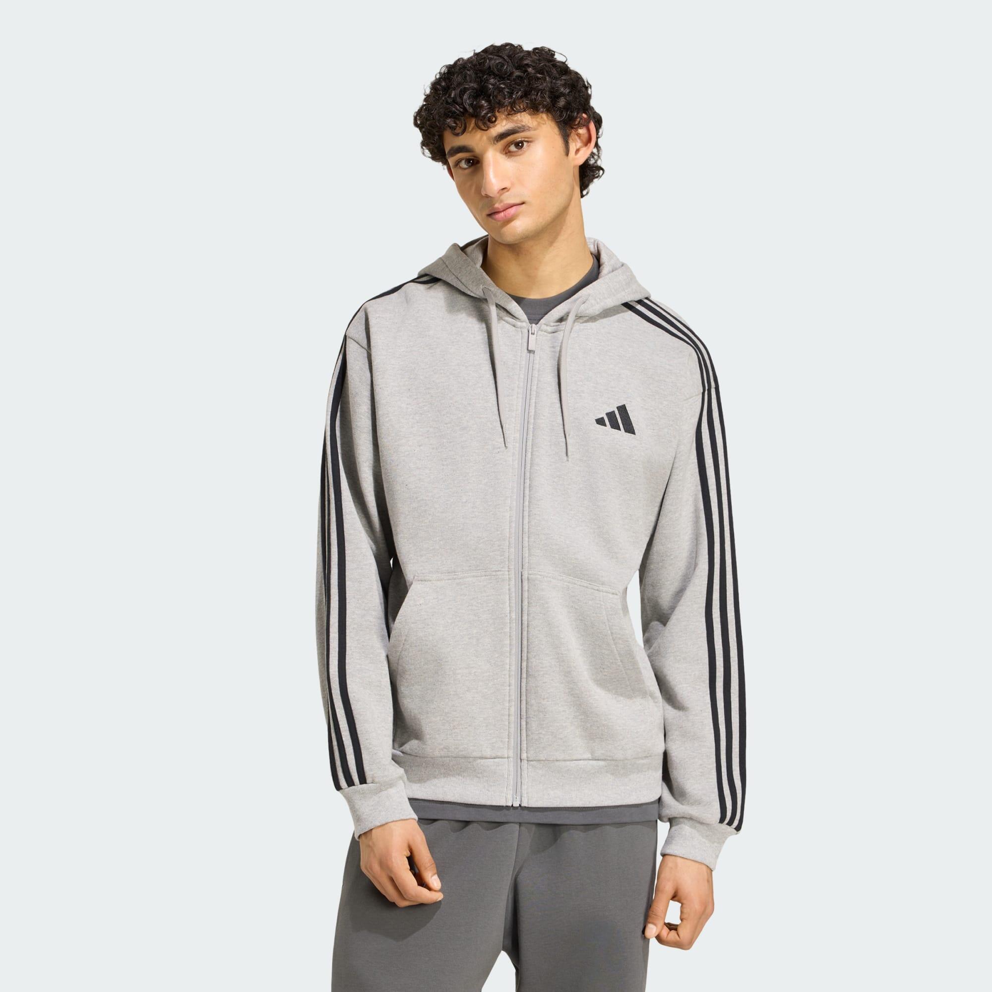 Chaqueta con capucha Essentials 3-Stripes de felpa y cierre de cremallera 2/5