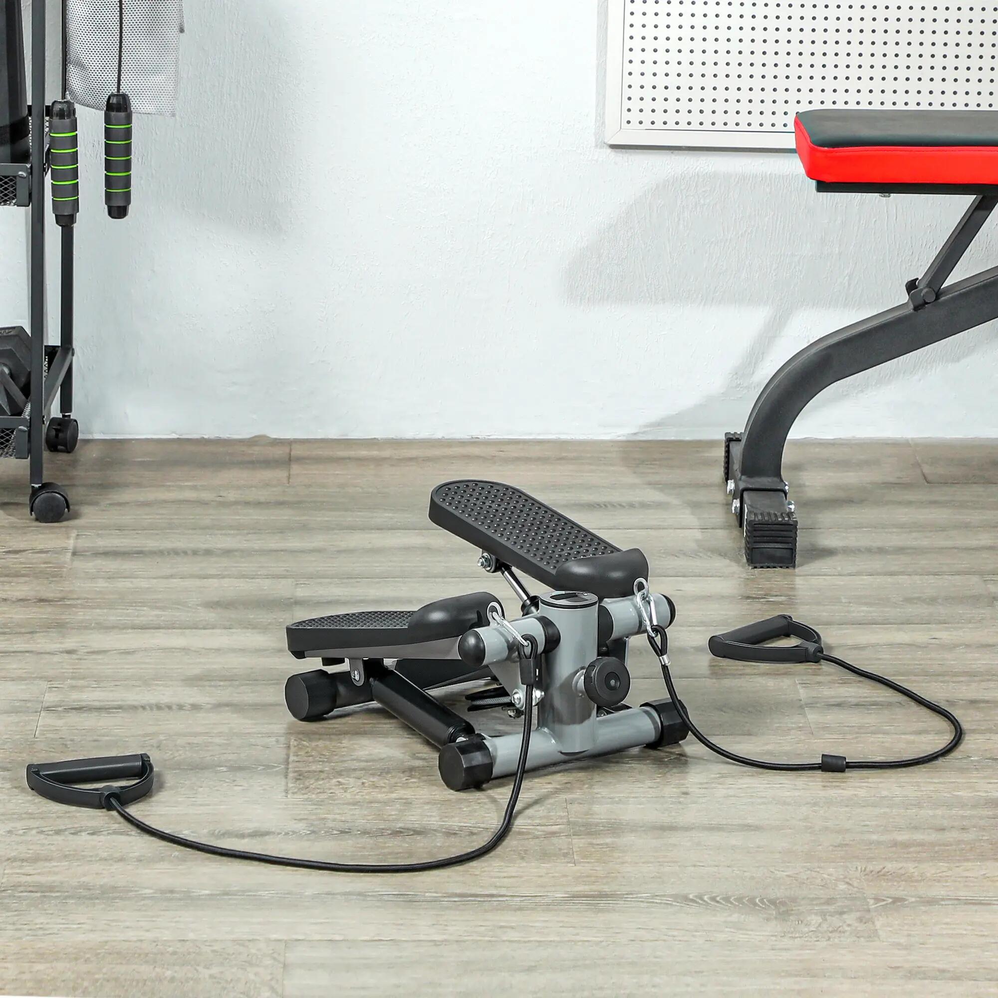 Mini stepper Fitness réglable 2 bandes de résistance gris 2/5