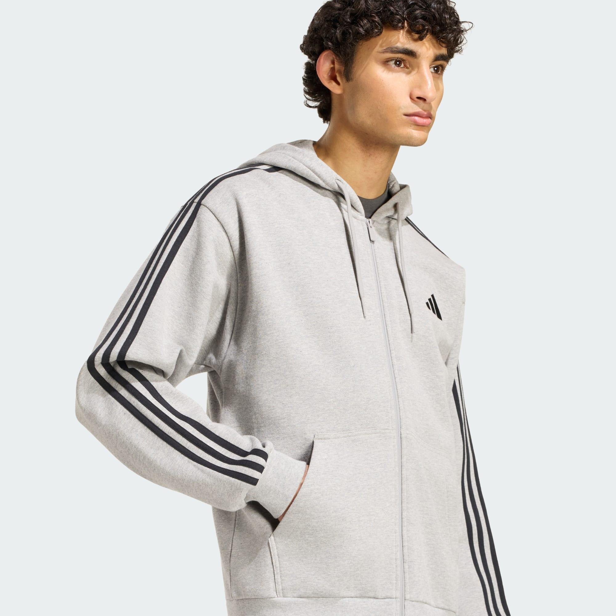 Chaqueta con capucha Essentials 3-Stripes de felpa y cierre de cremallera 5/5