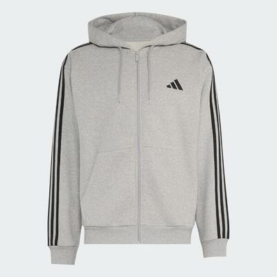 Essentials 3-stripes french terry hoodie met lange ritssluiting