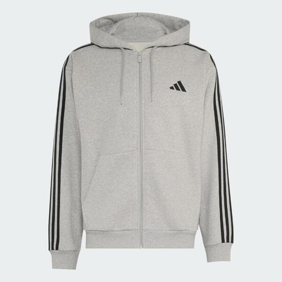 Sweat-shirt à capuche zip intégral French terry 3 bandes Essentials