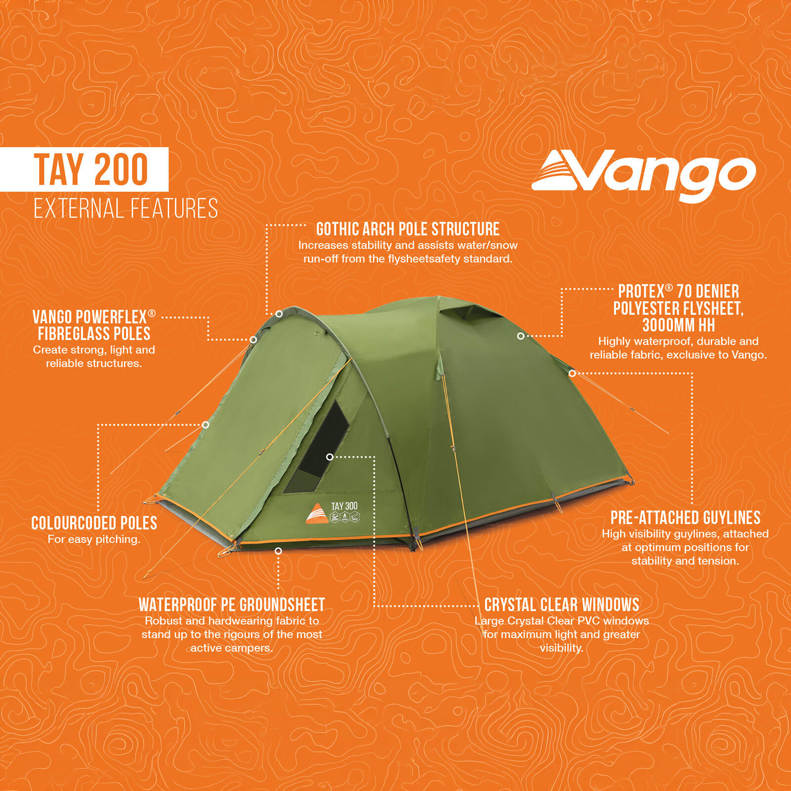Tienda de campaña tipo domo Tay 200 camping 2 personas bicicleta vestíbulo 3 kg 3/7