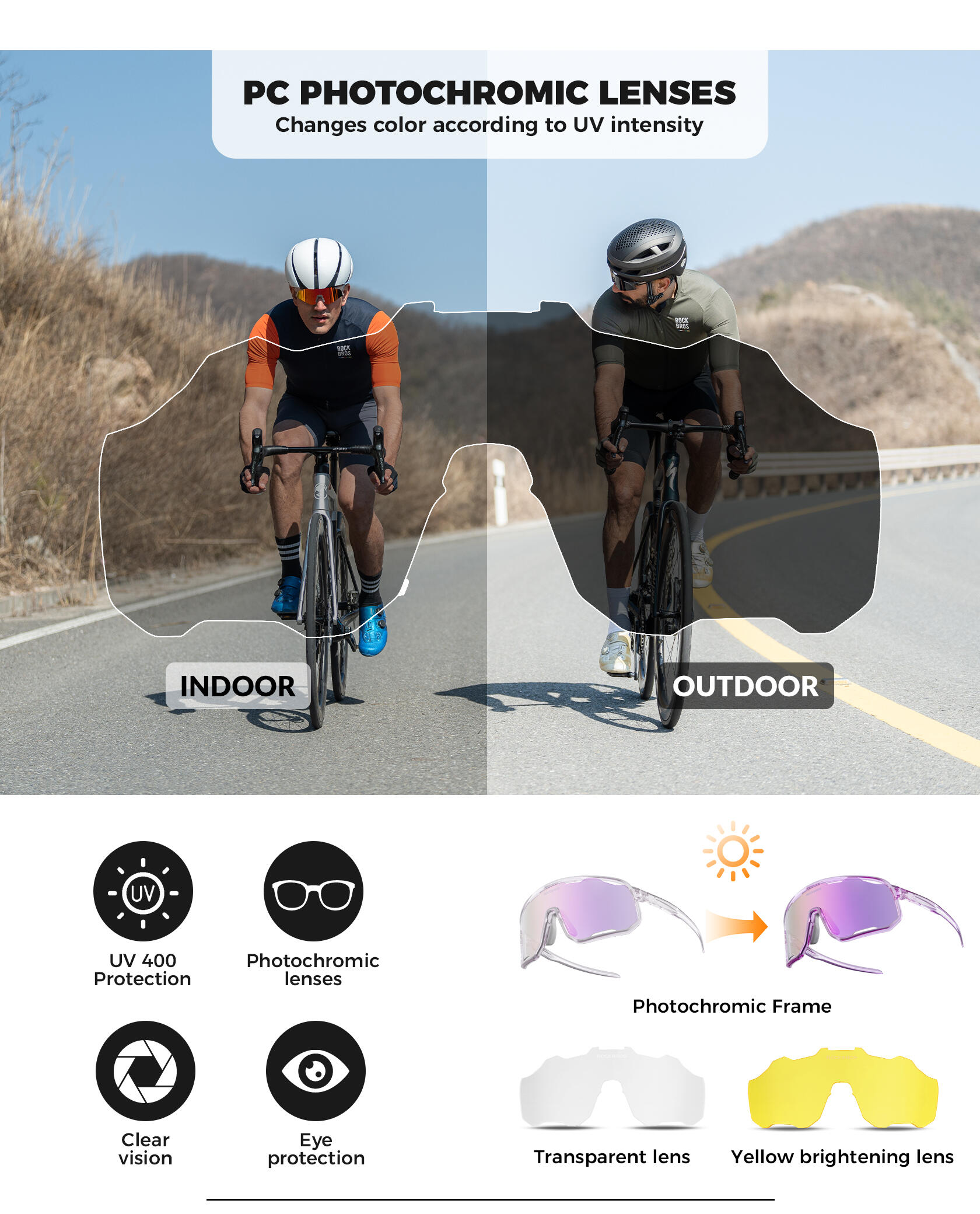 ROCKBROS Fahrradbrille Photochrom Sonnenbrille 2/6