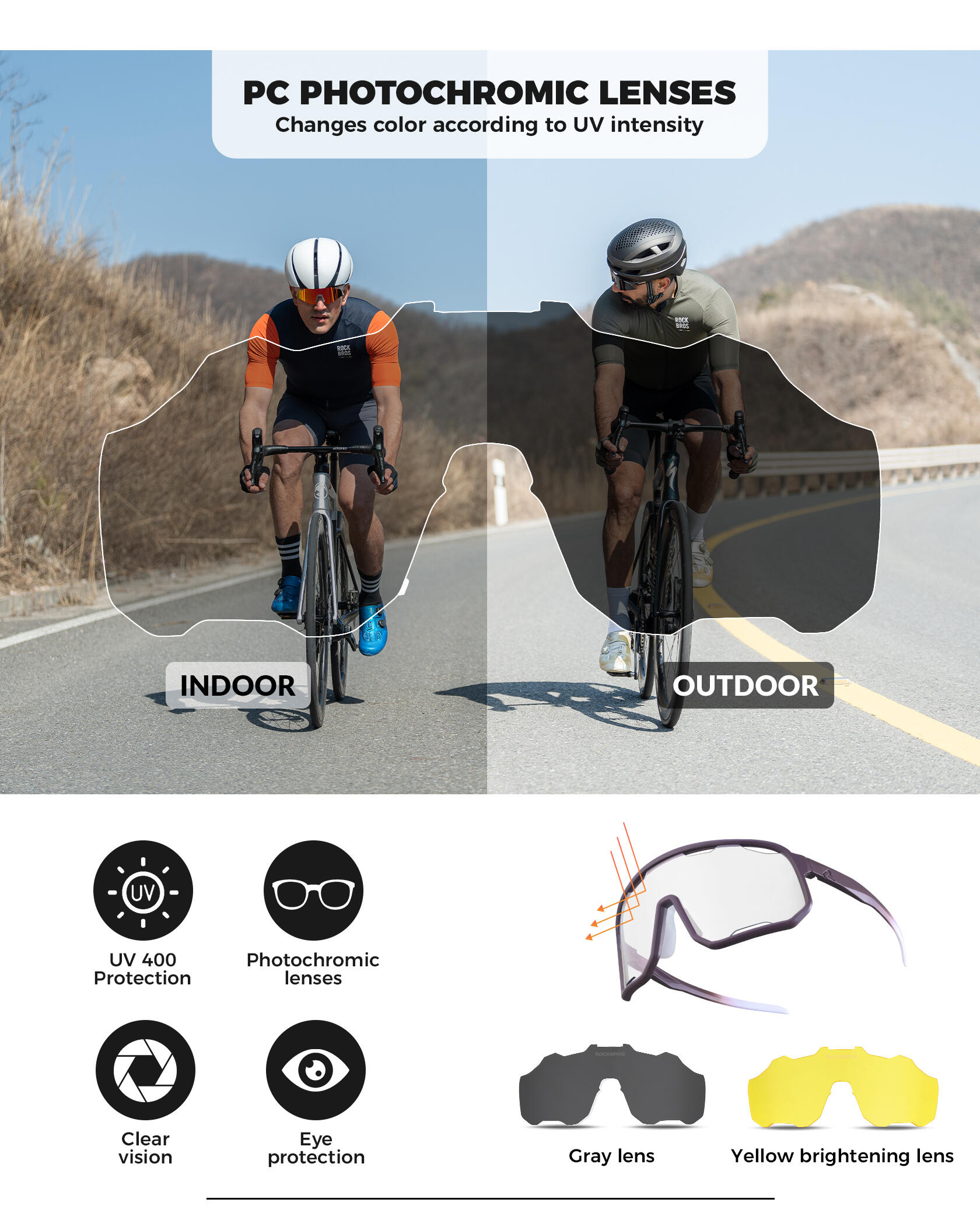 ROCKBROS Fahrradbrille Photochrom Sonnenbrille 2/6