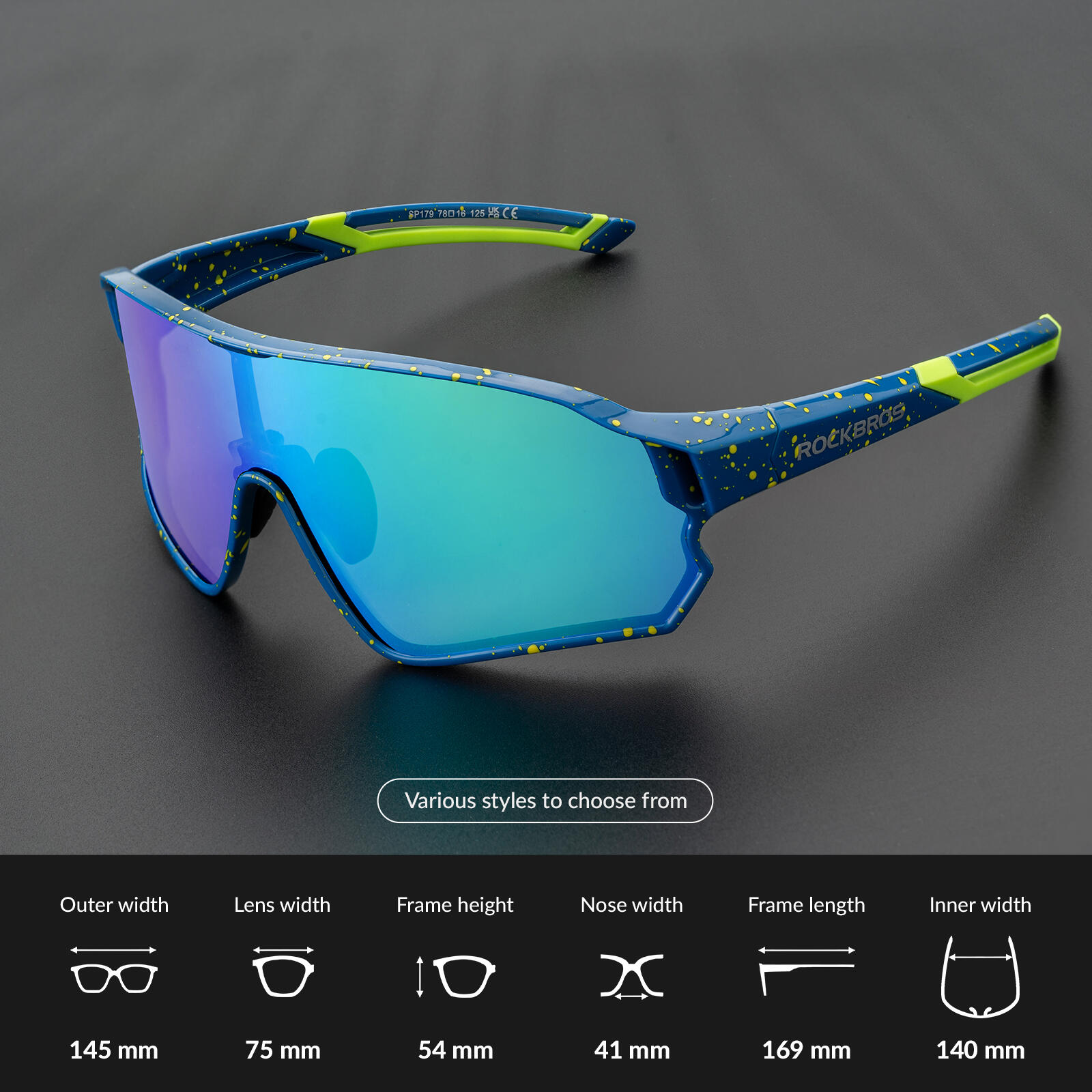 ROCKBROS Fahrradbrillen Sonnenbrille Polarisierte UV400 3/6
