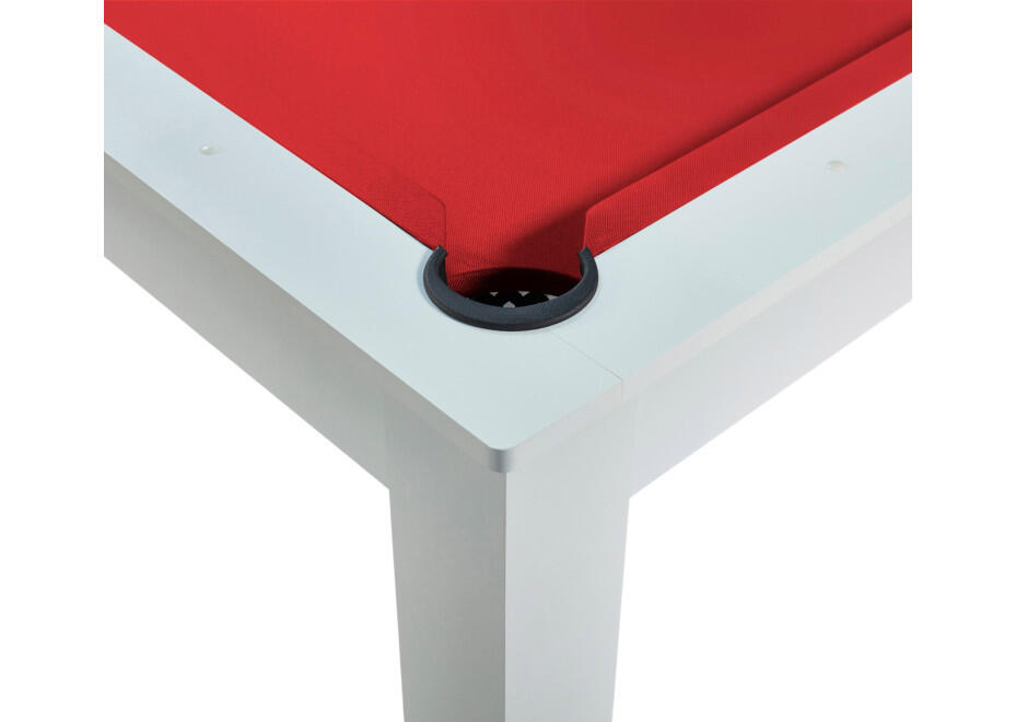 Table billard convertible 7FT Prego blanc éclatant tapis rouge rubis 3/7