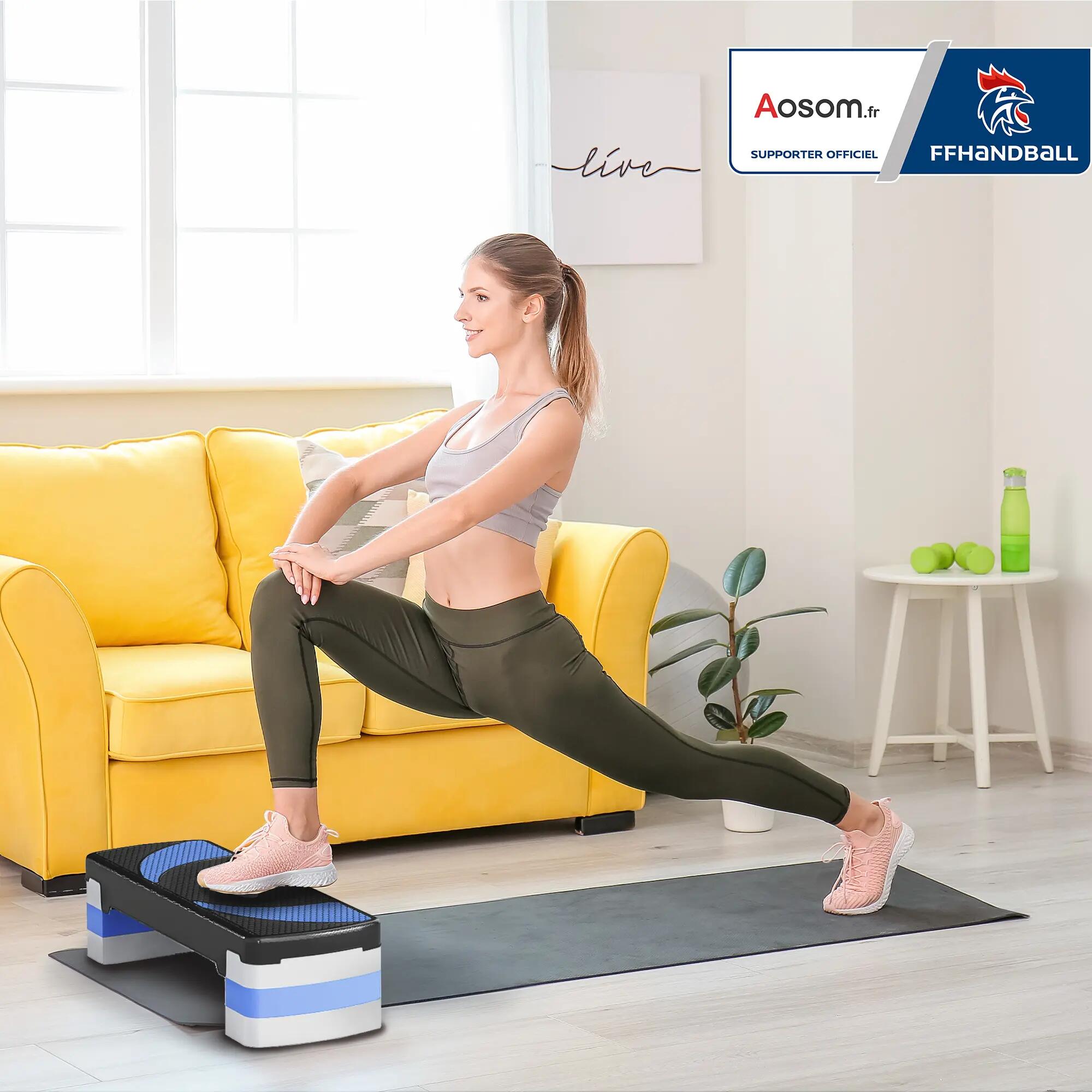 Stepper - fitness - réglable 3 niveaux antidérapant - noir/bleu 4/6