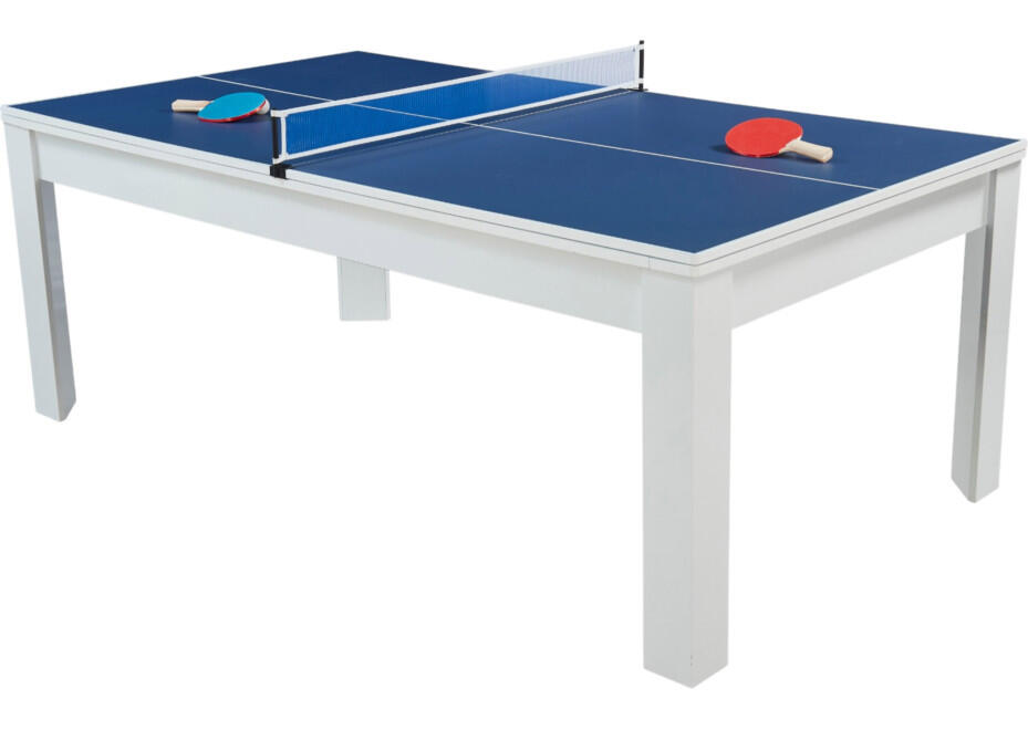 Table billard convertible 7FT Prego blanc éclatant tapis rouge rubis 6/7