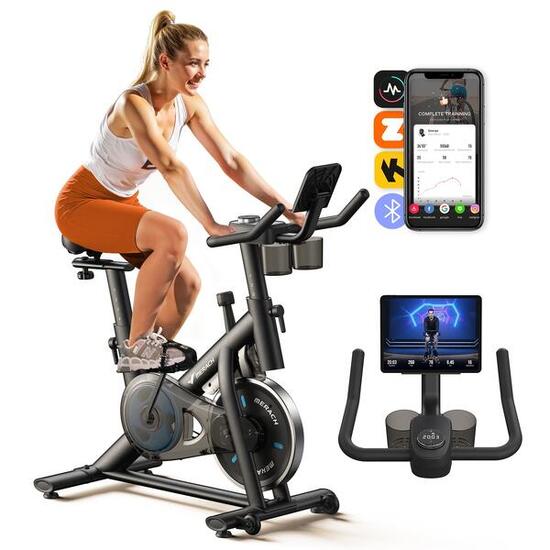 Vélo d'appartement magnétique silencieux, 16 niveaux, écran LED, compatible app