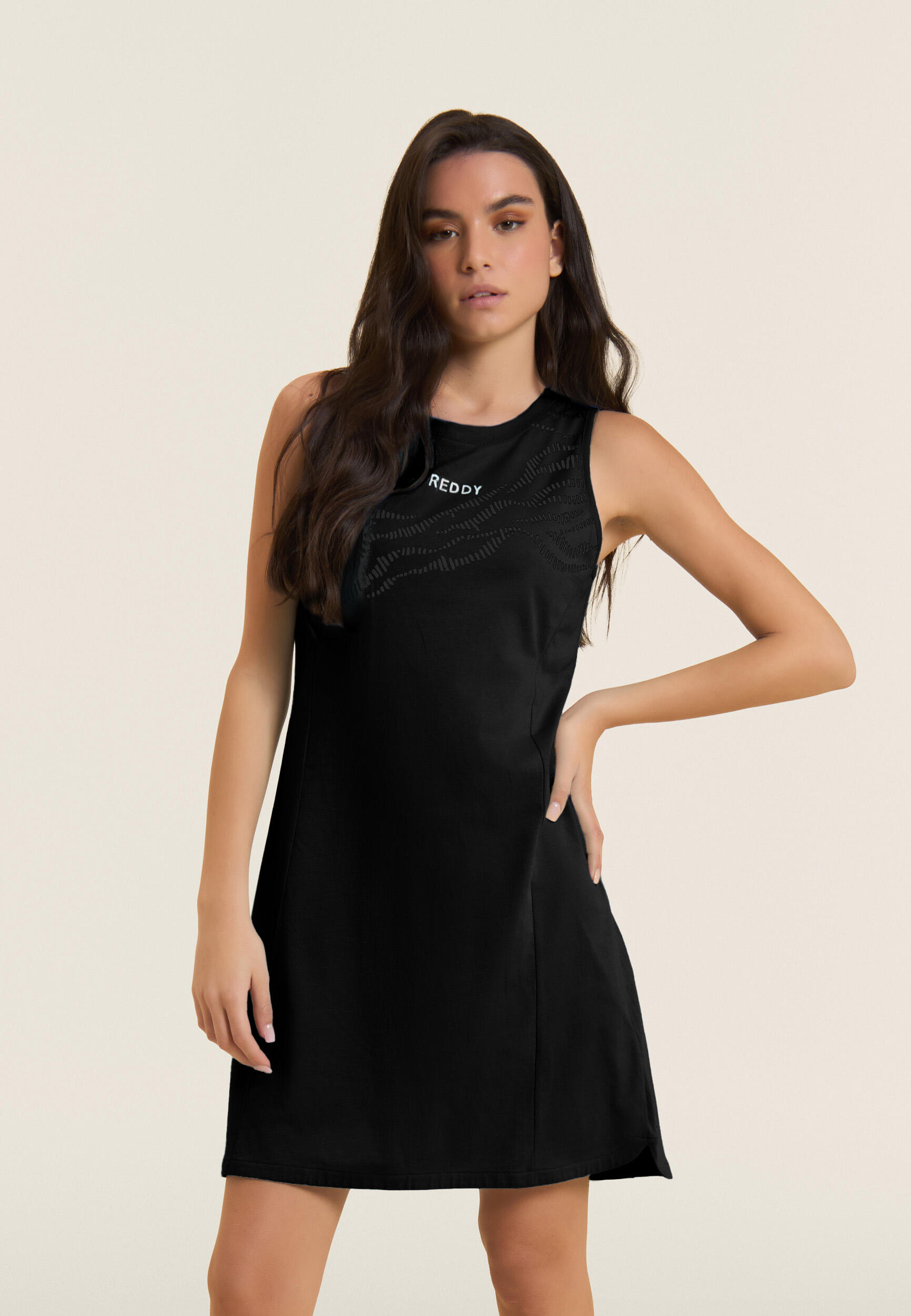 Vestido con estampado gráfico y detalle recortado 2/5