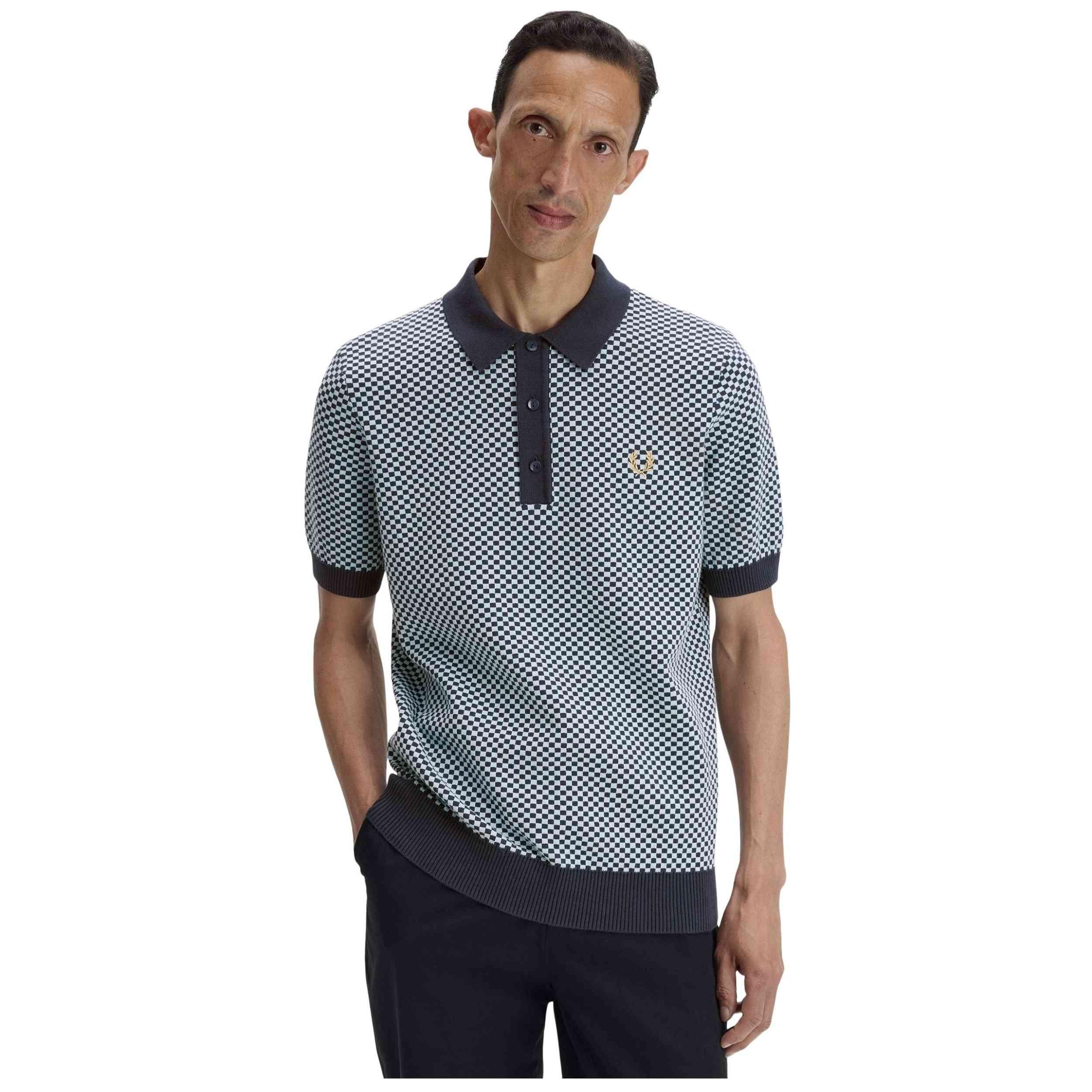 Polo a maniche corte Fred perry modello Chequerboard Knitted Shirt per uomini 5/5