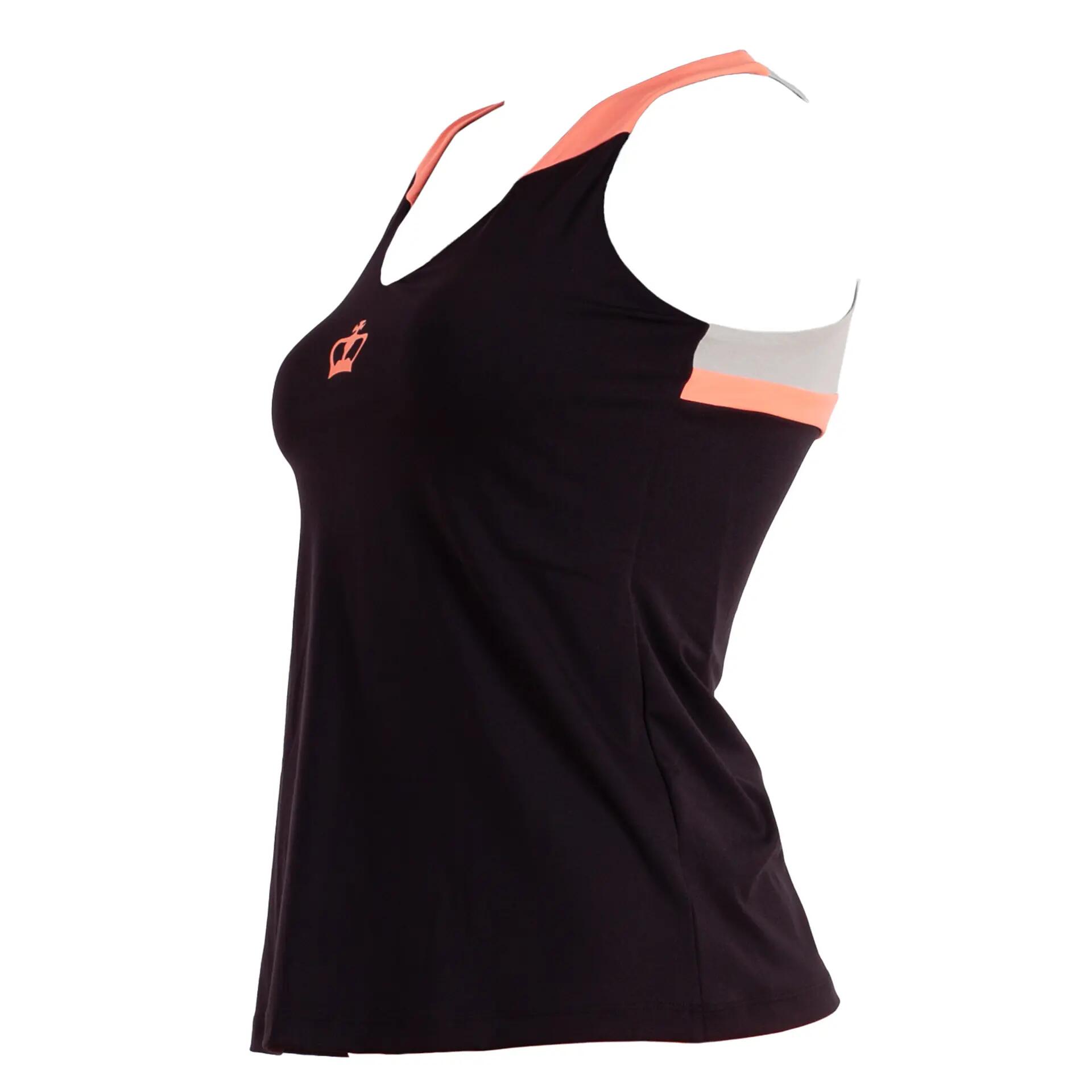 Dames Padel Tennis Shirt Licht Ademend Rugopening Naxos Zwart 4/5