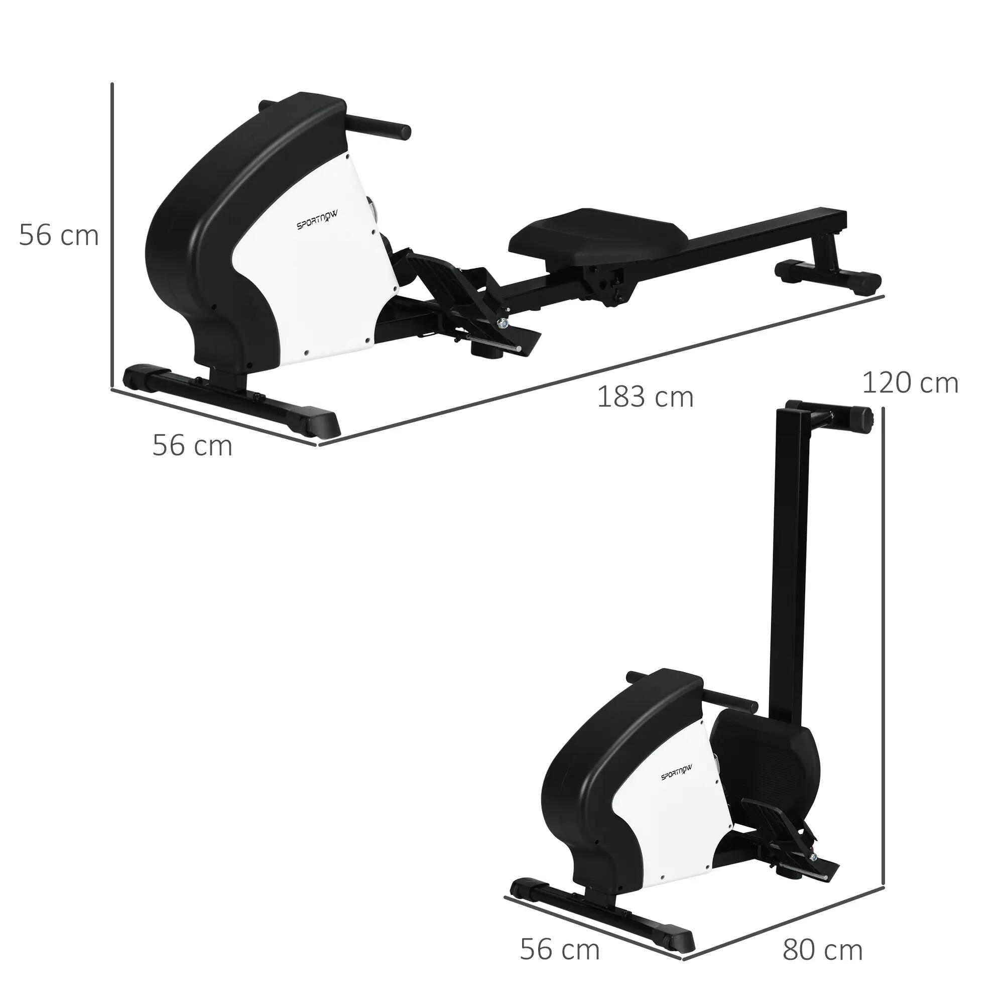 Rameur d'appartement magnétique pliable - Aosom.fr x FFHandball - noir blanc 3/5